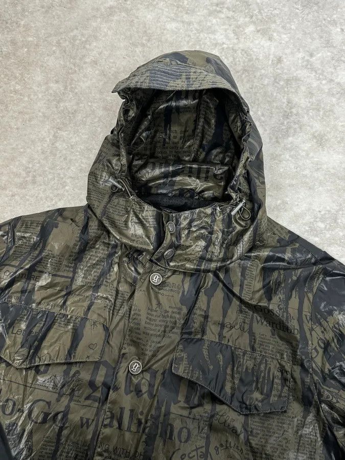 John Galliano SS2008 Galliano 2 in 1 Khaki Brown & Black Newspaper Windbreaker Jacket Size US M / EU 48-50 / 2 - 10 Thumbnail