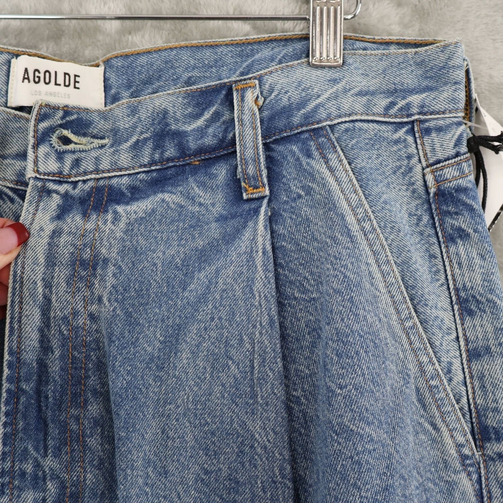 Agolde AGOLDE Ellis Trouser Wide Leg Denim Jeans Womens 28 Pleated Size 28" / US 6 / IT 42 - 8 Thumbnail