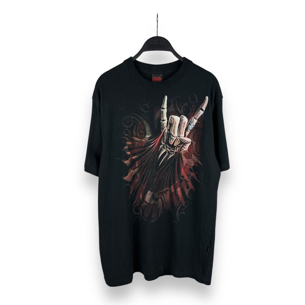 Other Vintage Rock Salute Skull Over Print Double Sided T-Shirt Size US L / EU 52-54 / 3 - 8 Thumbnail