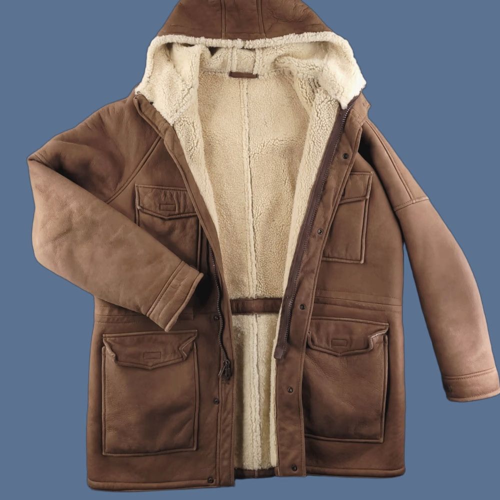 Vintage R Bryant Ltd. Coat Mens Medium Leather Wool Sherpa Winter Traditional Made USA Coat Mens M Brown Overcoat Vintage No Size US M / EU 48-50 / 2 - 1 Thumbnail