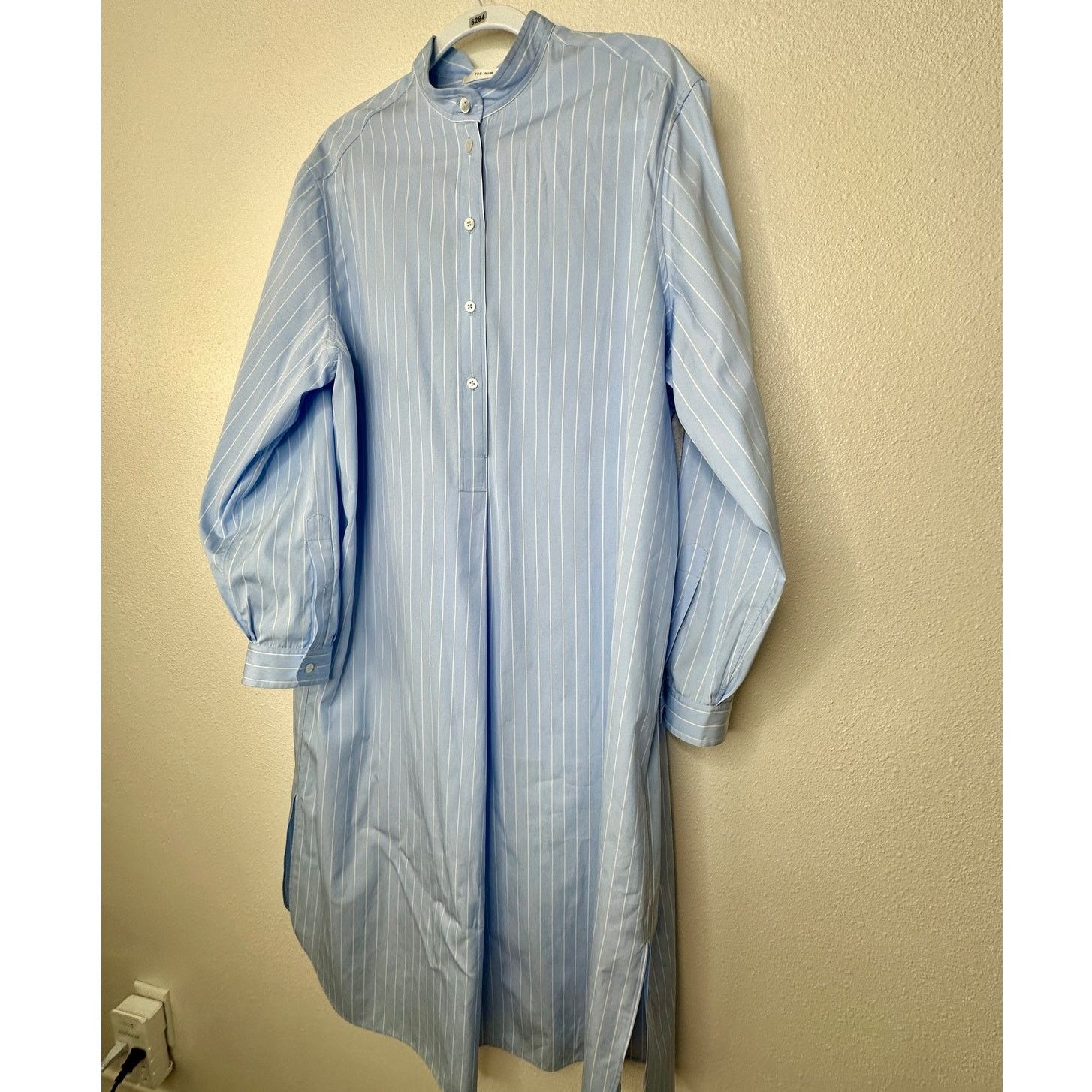 The Row NWT The Row Karl Blue & White Stripe Long Sleeve Shirt Dress Size L / US 10 / IT 46 - 2 Thumbnail