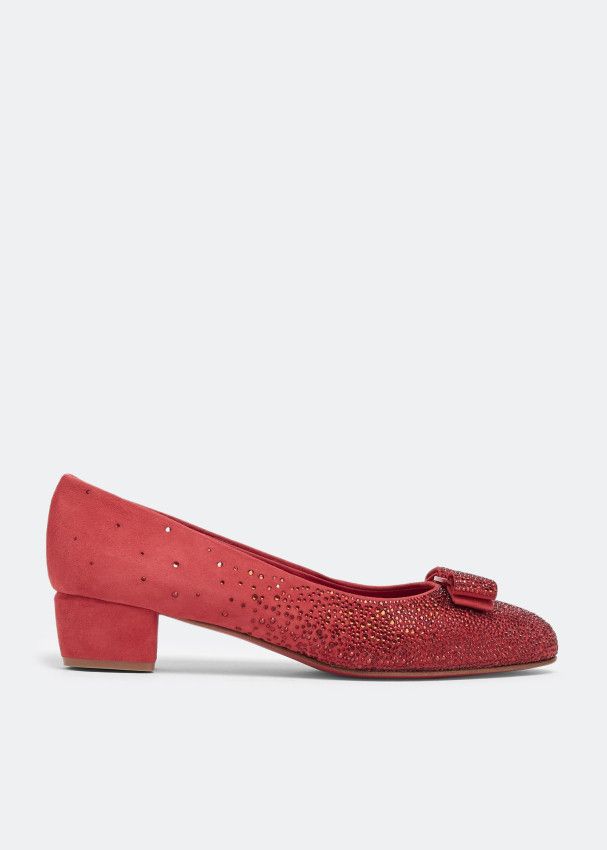 Salvatore Ferragamo o1s1rm1224 Vara Bow Embellished Pumps in Red Size US 5.5 / IT 35.5 - 1 Thumbnail