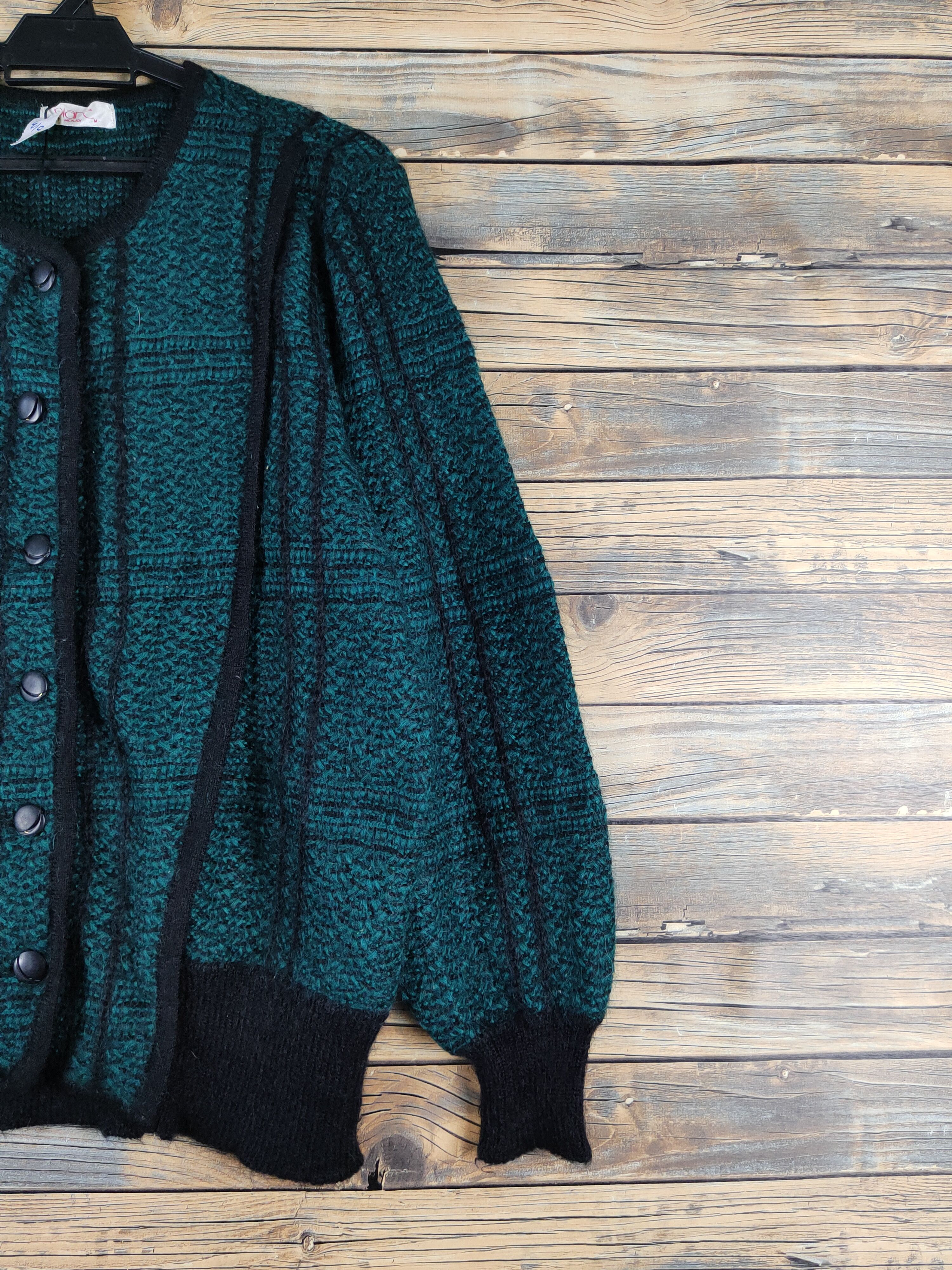 Homespun Knitwear Piare Black Green Knitwear Cardigan #W1941 Size M / US 6-8 / IT 42-44 - 5 Thumbnail