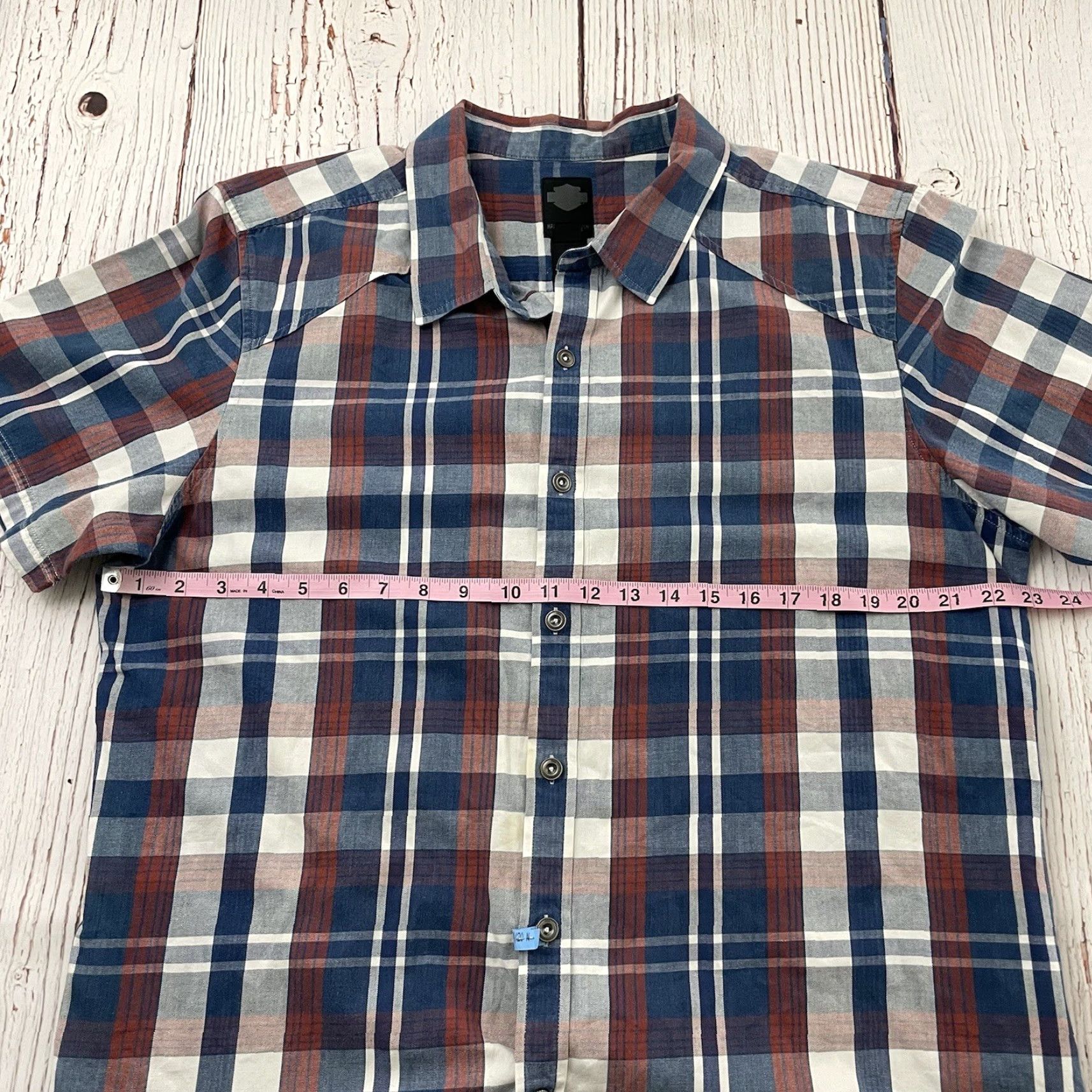 Harley Davidson VINTAGE Harley-Davidson Plaid Short Sleeve Button Front Shirt Mens XL Blue Red White Size US XL / EU 56 / 4 - 4 Thumbnail