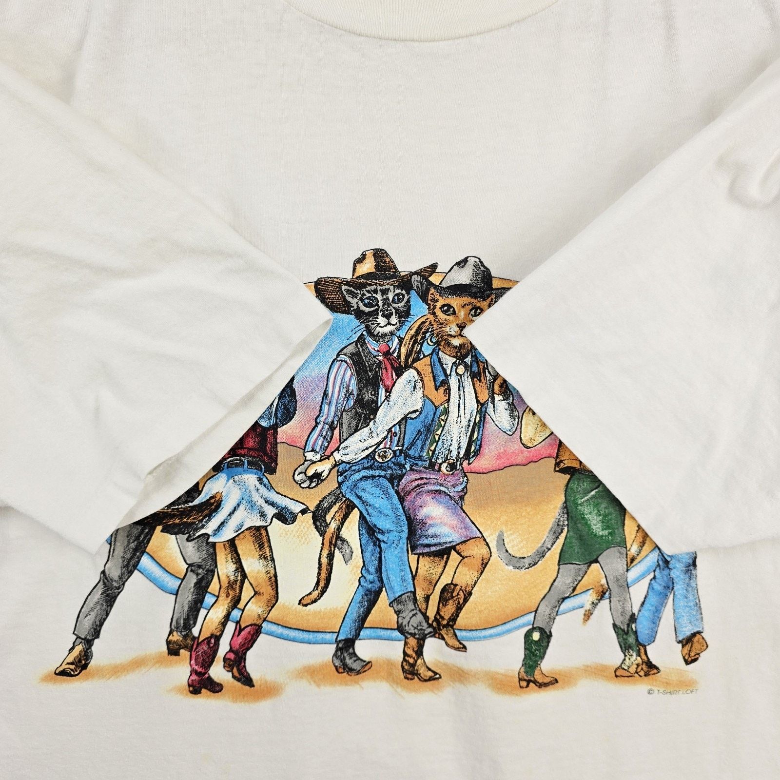Other Vintage Dancing Cats Western Cowboys T-Shirt XL 90s Size US XL / EU 56 / 4 - 4 Thumbnail