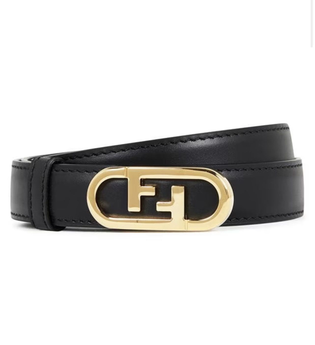 image of Fendi Oval Ff Belt in Black, Women's