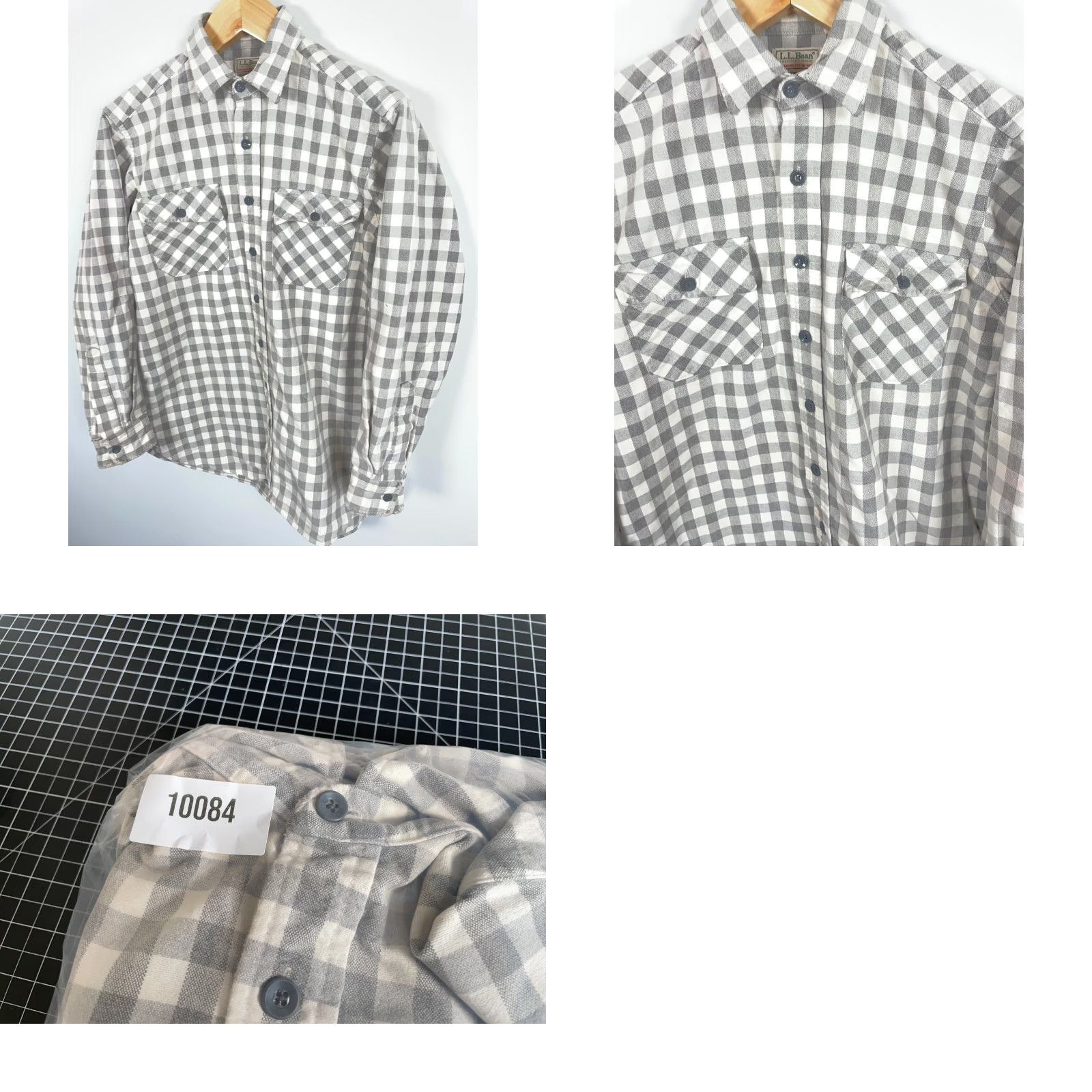 Vintage VINTAGE L.L. Bean Chamois Cloth Shirt Mens 15.5 Medium White Gray Check Button-Up Flannel - Cotton, USA Made Size US M / EU 48-50 / 2 - 9 Thumbnail