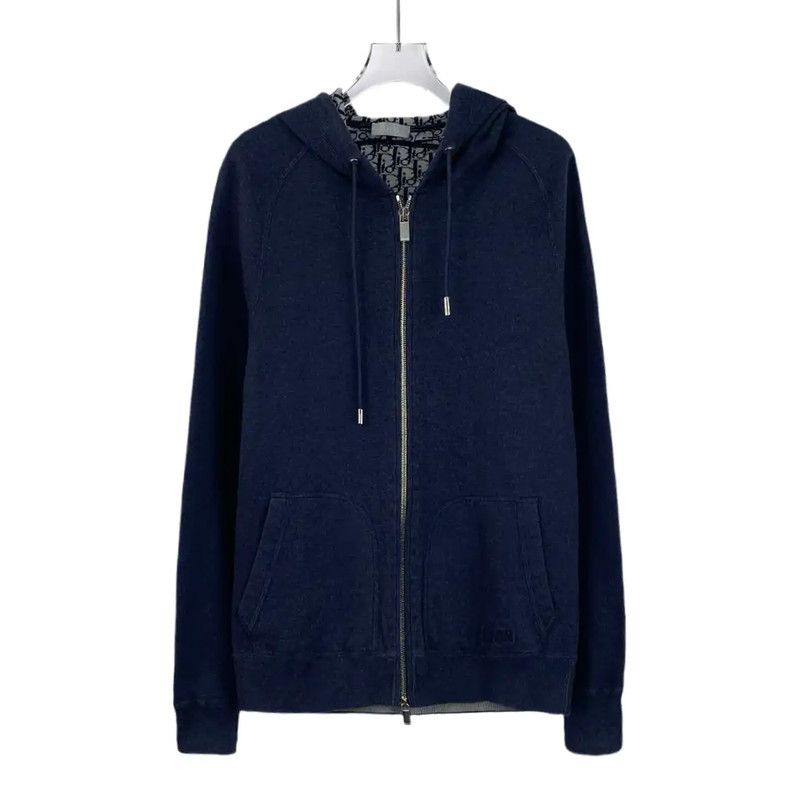 Dior Dior Men's Navy Cotton Zip-Up Jacket 0089 Size US S / EU 44-46 / 1 - 1 Thumbnail