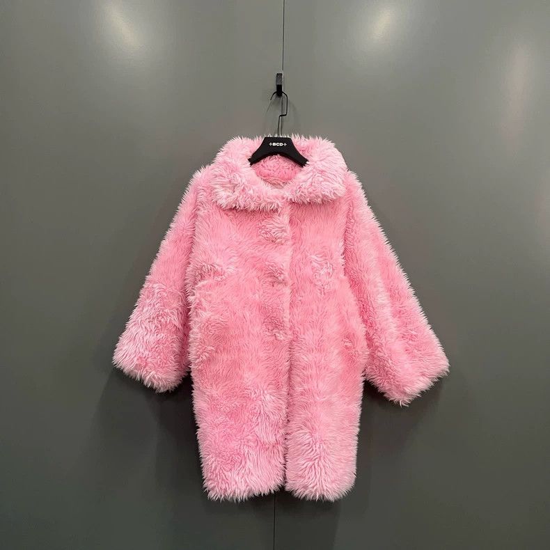 Balenciaga Pink Teddy Long Coat - dmc