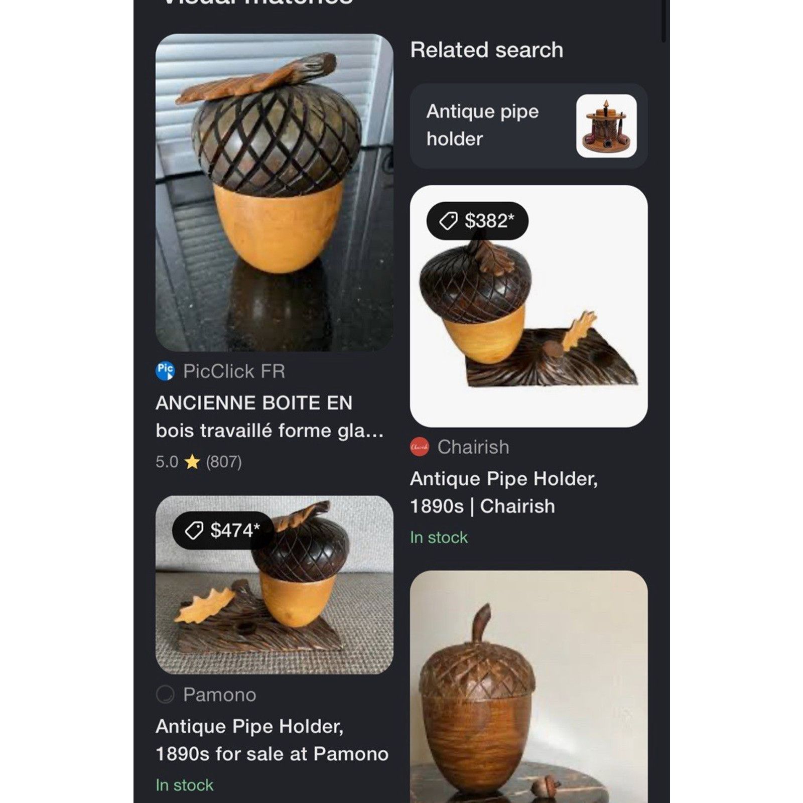 Vintage Antique 1890s Wooden Acorn Smoking Pipe Stand Ashtray Holder Size ONE SIZE - 23 Thumbnail