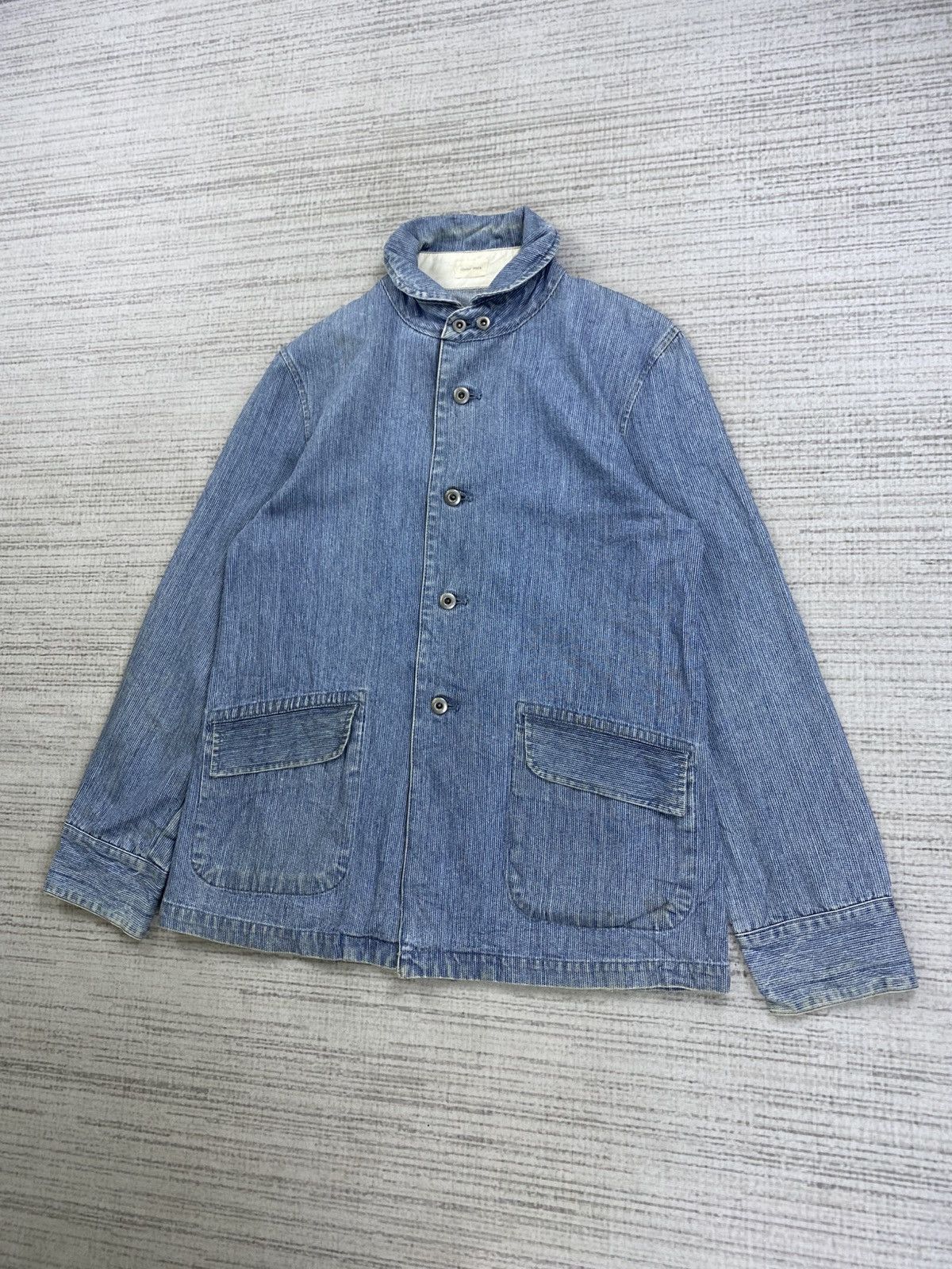 Global Work × Vintage Vintage Global Work Buttoned Workers Denim Blue Jacket Size US S / EU 44-46 / 1 - 4 Thumbnail