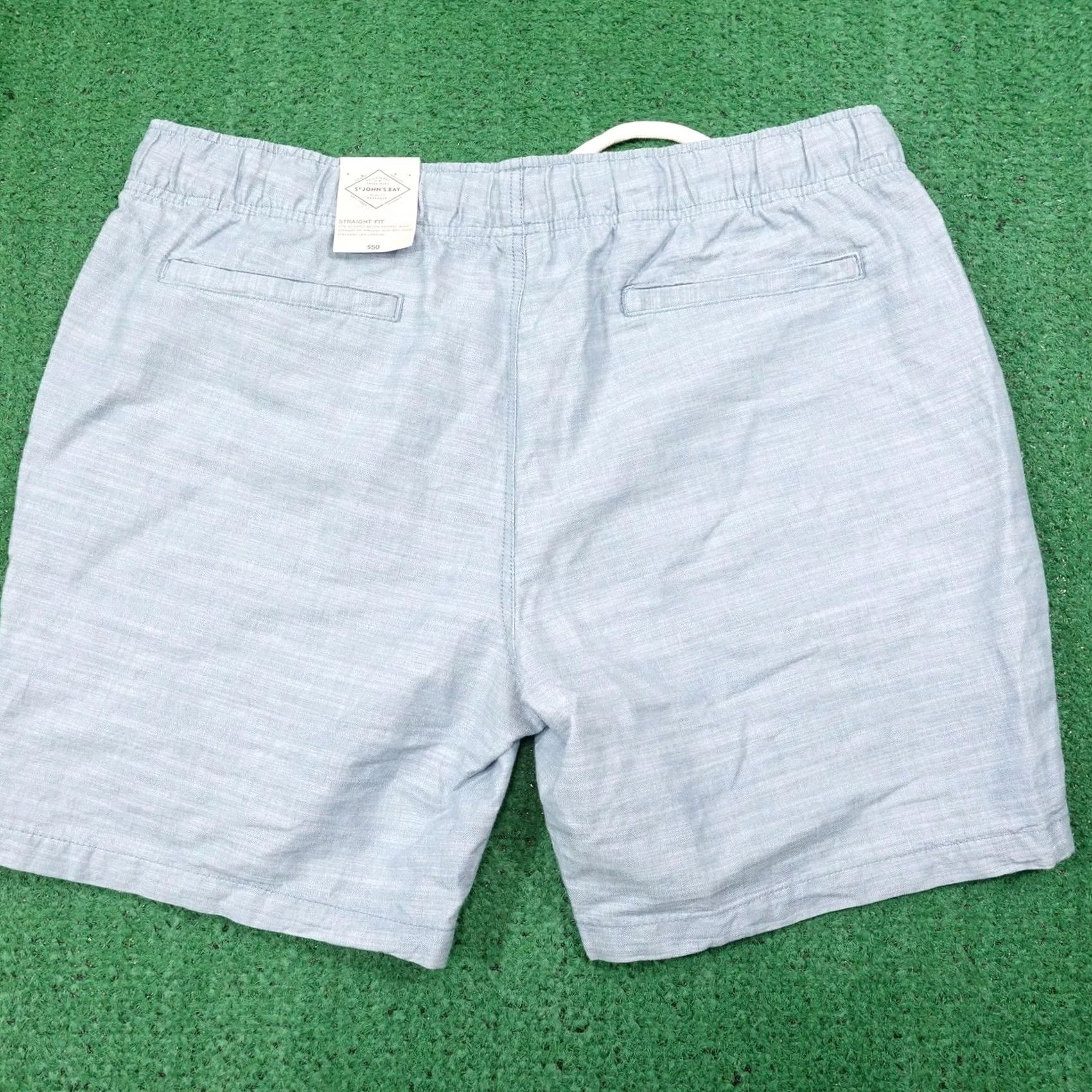 Vintage St. John's Bay Shorts Mens XLT Blue Chambray Drawstring Cotton 8 Inseam Size US 36 / EU 52 - 3 Thumbnail