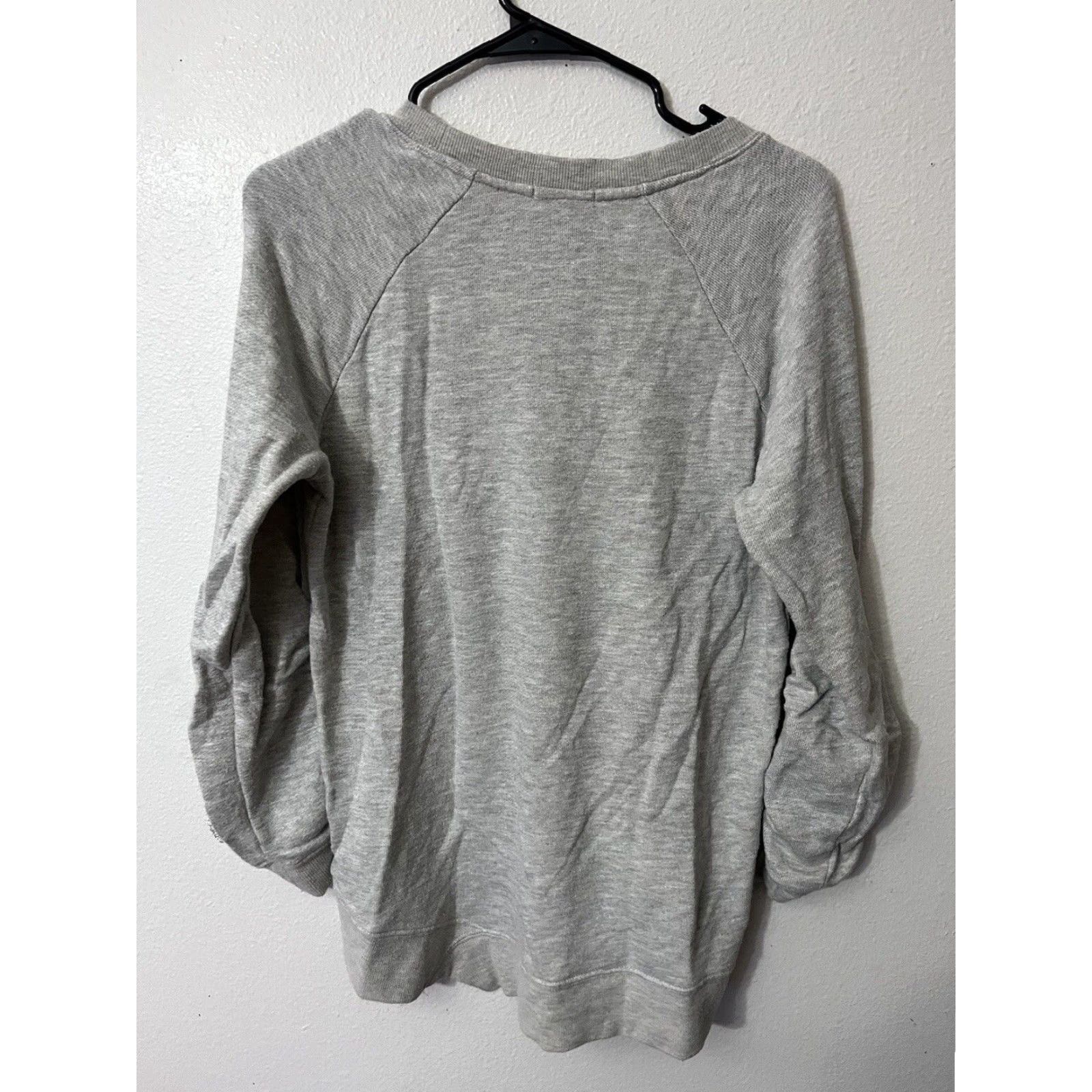 Vintage DEMOCRACY Women's M Core Essential Crew Neck Sweater Sweatshirt Gray Knit Long Sleeve Sequin Wrist Ties Casual Pullover Size M / US 6-8 / IT 42-44 - 2 Thumbnail