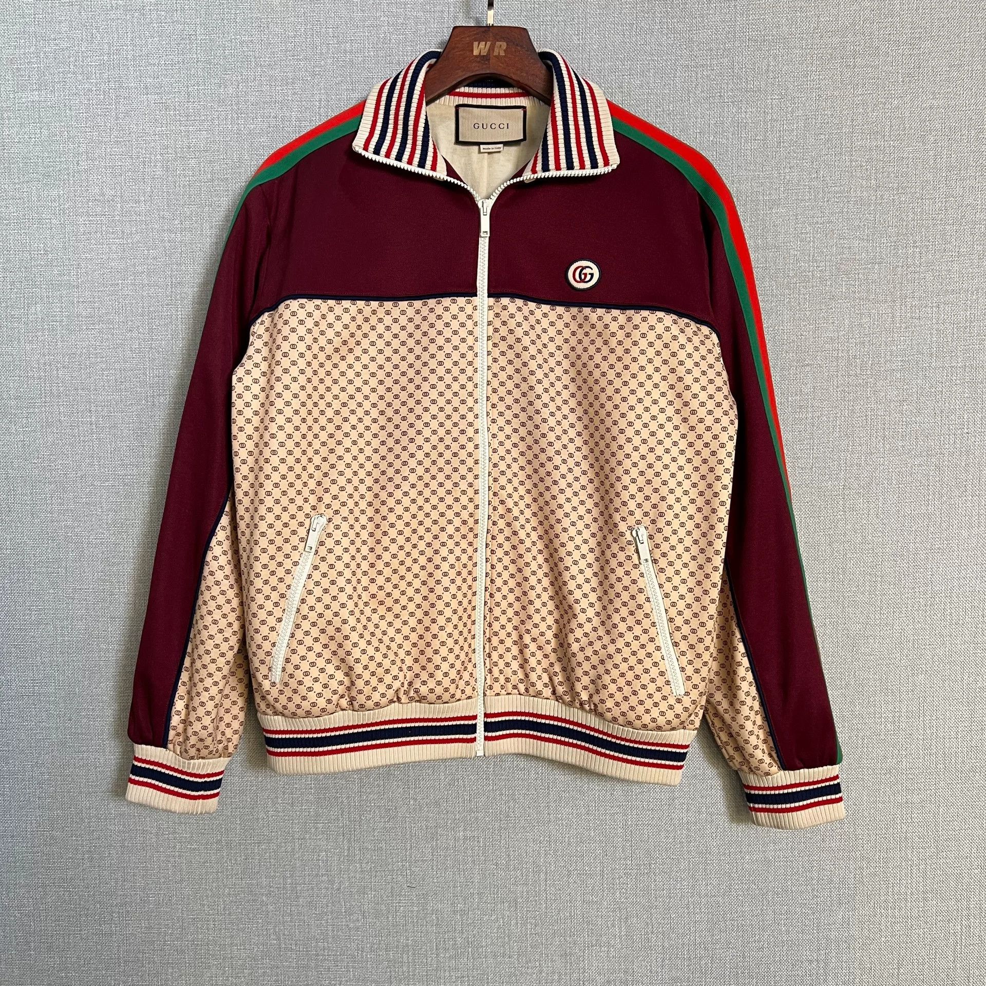 Gucci Gucci Burgundy Paneled Logo Jacket Size US M / EU 48-50 / 2 - 1 Thumbnail