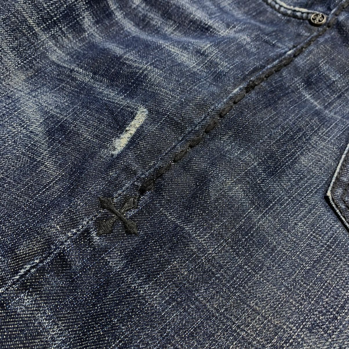 Affliction Rare Y2k Affliction Cross Studded Distressed Faded Jeans Size US 38 / EU 54 - 18 Thumbnail