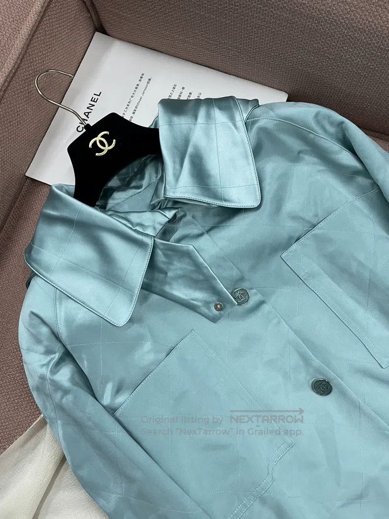 Chanel Chanel Lake green silk hooded jacket Size XS / US 0-2 / IT 36-38 - 3 Thumbnail