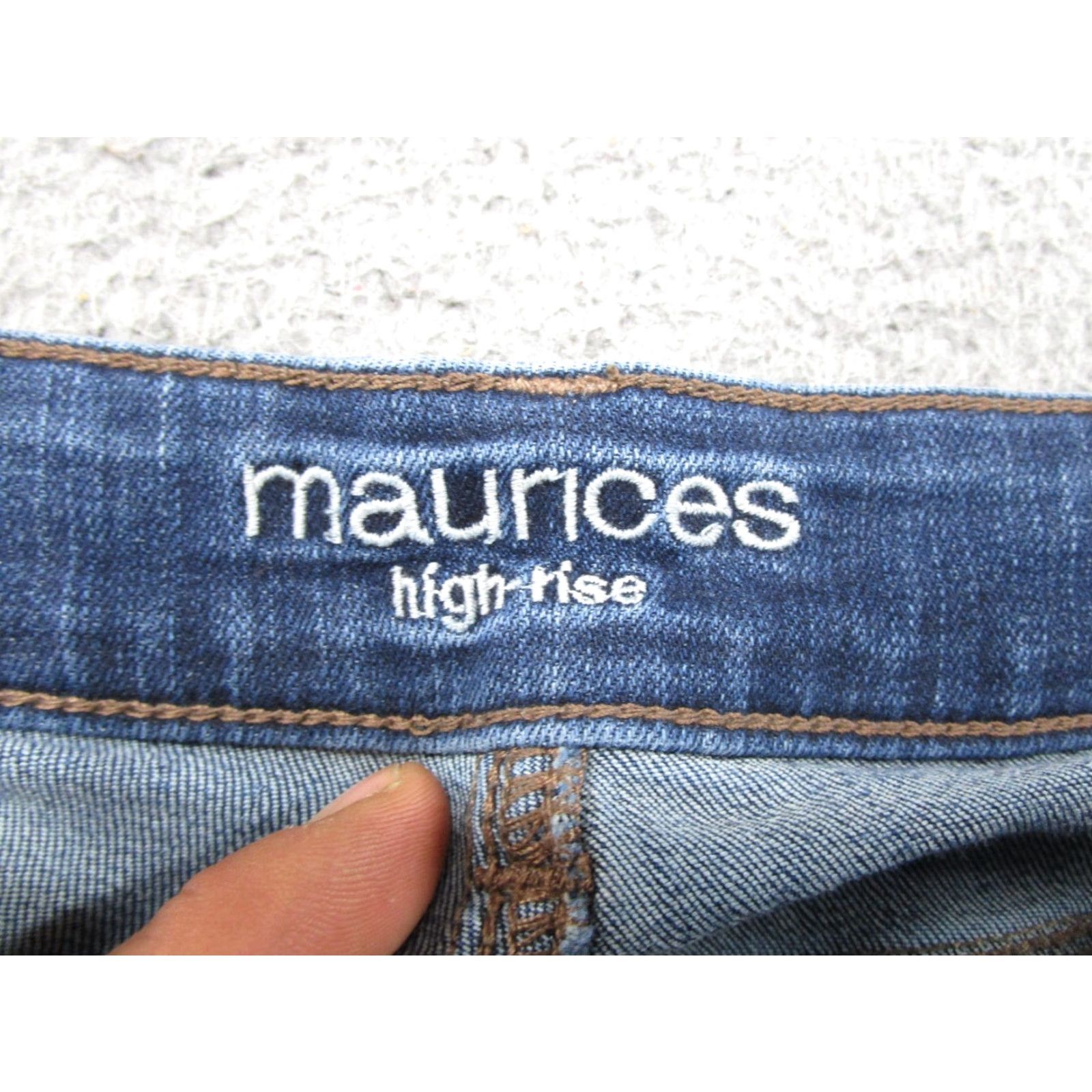 Vintage Maurices High Rise Denim Jeans Size L Regular Blue Stretch Ankle Distressed 5-Pocket Womens Jeans Size 36" / US 14 / IT 50 - 4 Thumbnail