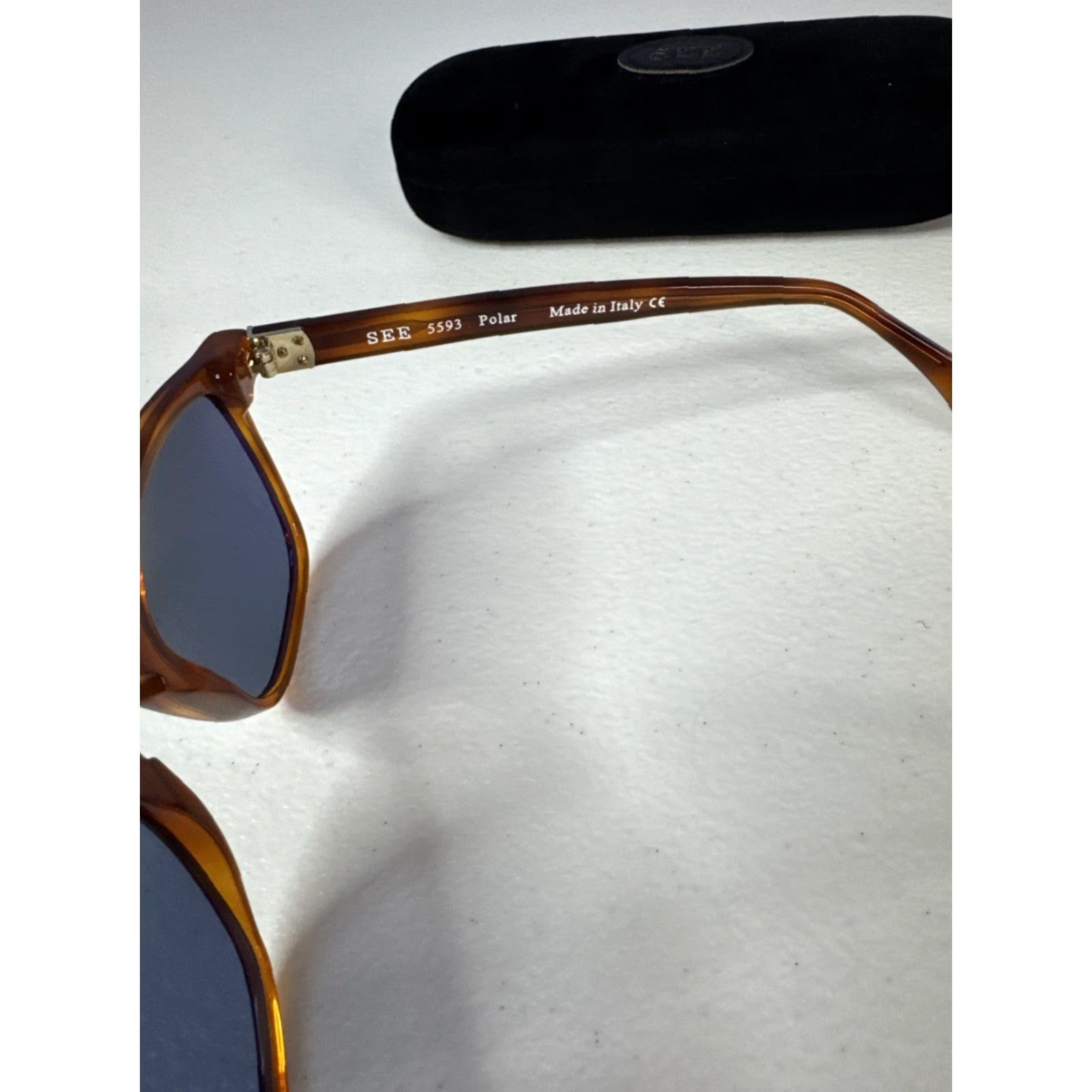 Vintage SEE Made In Italy Sunglasses Unisex Adults Tortise Frame 51 19 145 Polarized Case Cloth W Case Size ONE SIZE - 4 Thumbnail