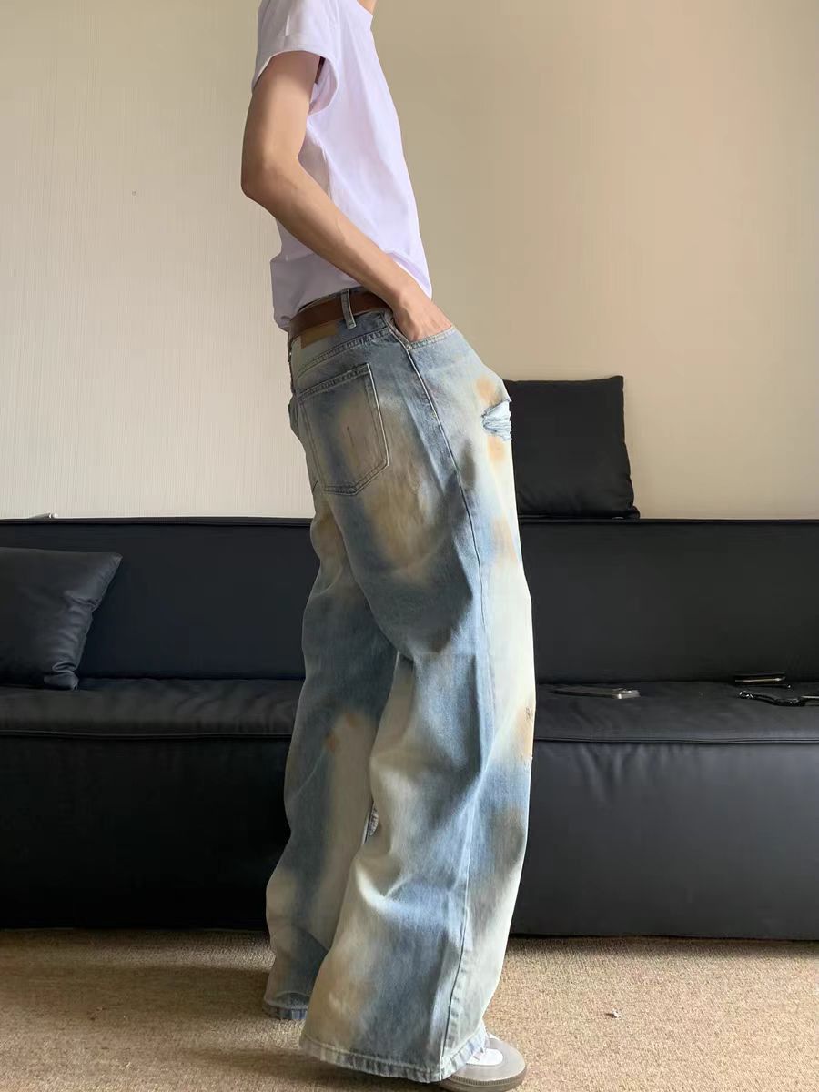Japanese Brand × Jean Washed and distressed dirty-dyed baggy jeans Size US 34 / EU 50 - 3 Thumbnail