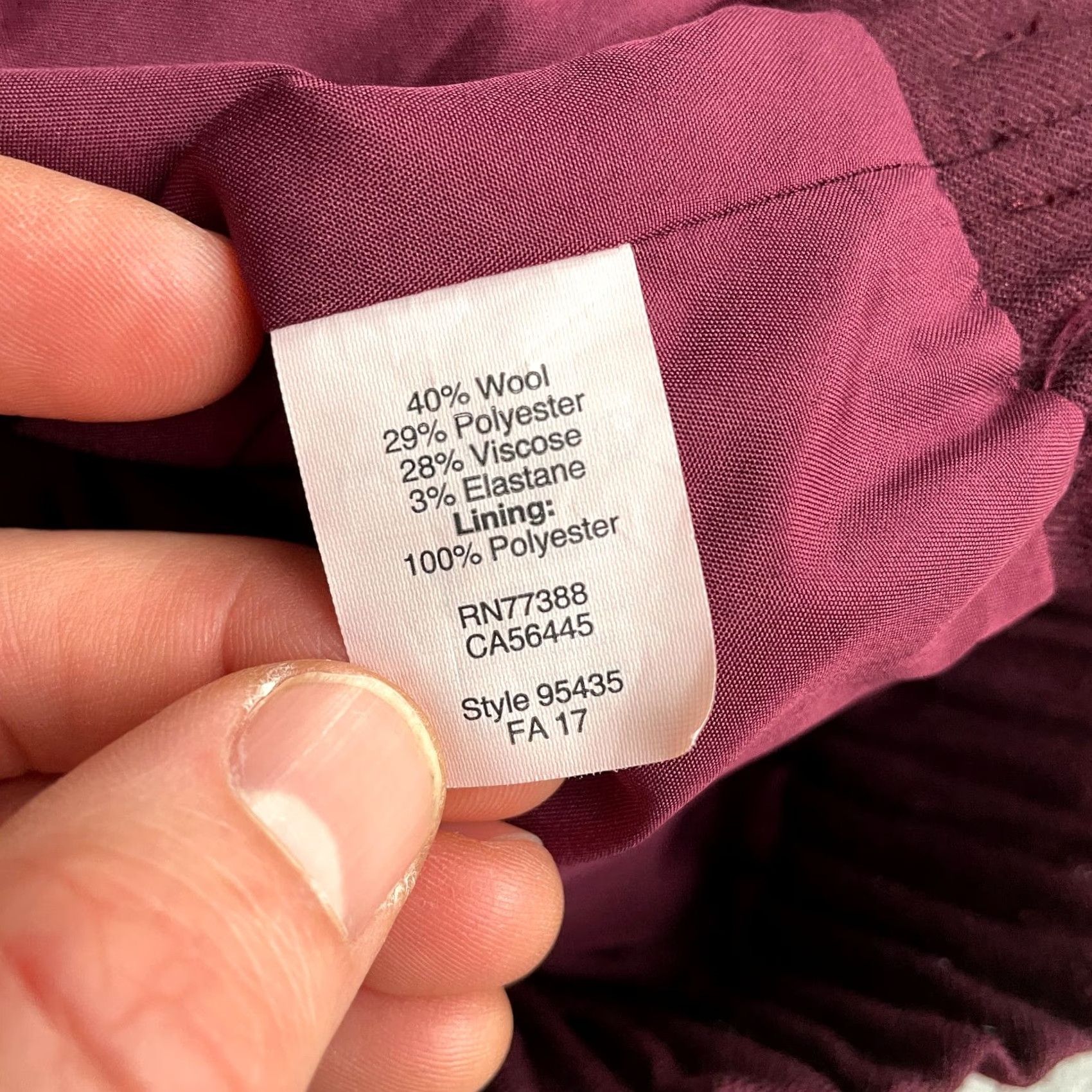 J.Crew J.Crew Wool Blend Pleated Pencil Skirt Womens 00 Maroon Red Elastic Lined Knee Length Solid Wool Blend Pattern Vintage: No Size 24" / US 00 / IT 34 - 4 Thumbnail