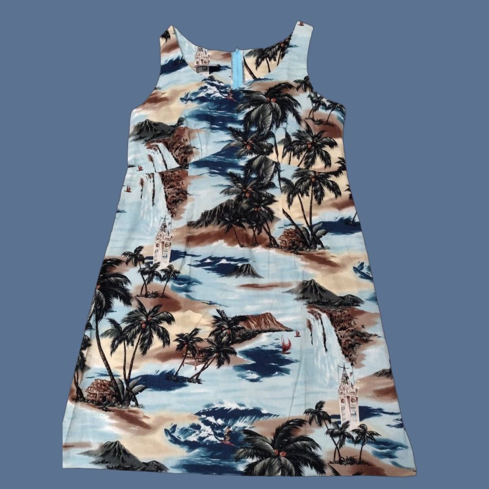 Hilo Hattie VINTAGE HILO HATTIE Dress Surf Aloha Hawaiian Midi Blue Zip Women's 16 Floral Sleeveless Cotton Casual Island Beach Retro Pattern Size XXL / US 16-18 / IT 52-54 - 1 Thumbnail