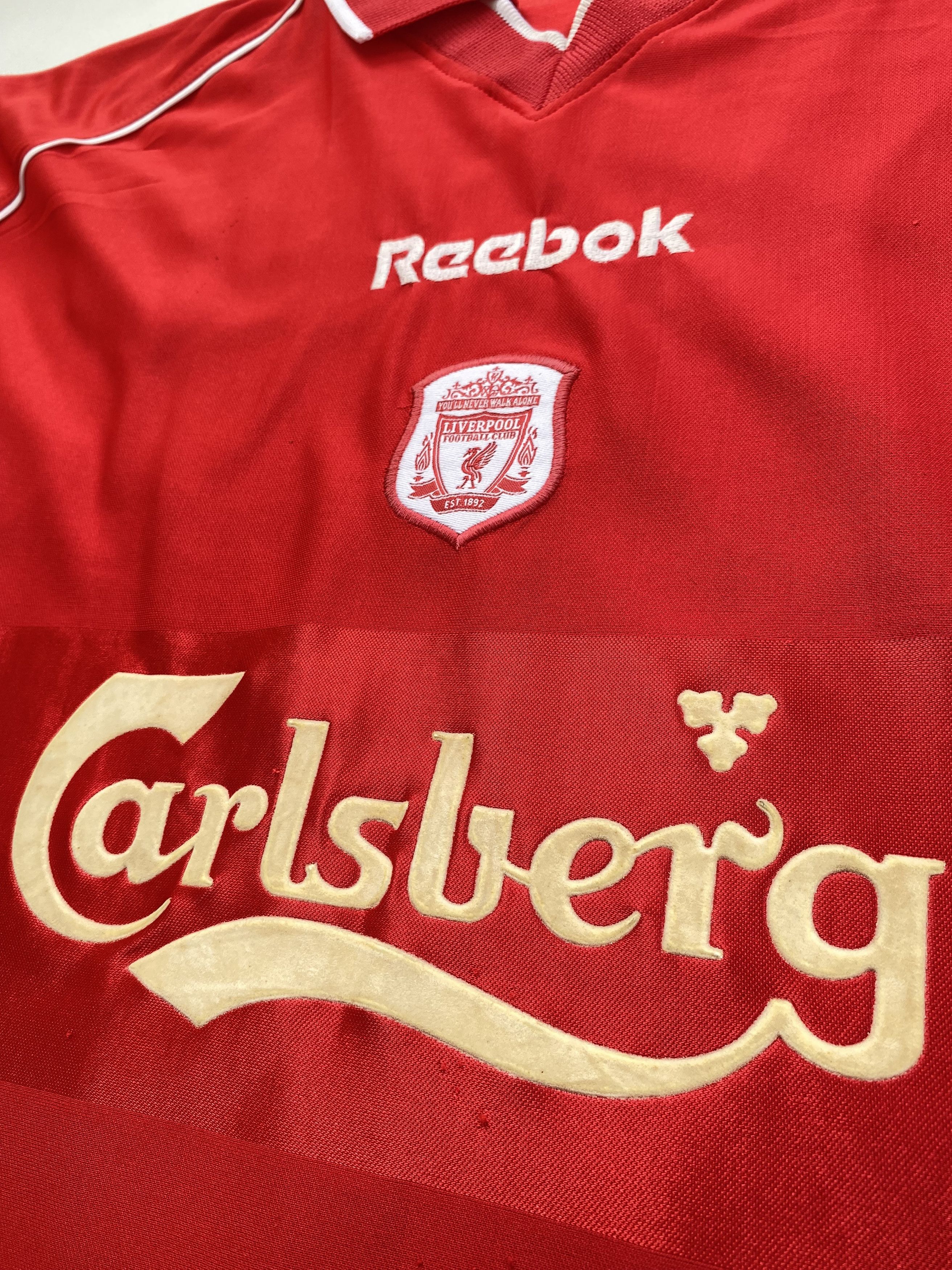Reebok Liverpool FC 2000/01 Home GERRARD #17 UEFA Cup Winner Size US XL / EU 56 / 4 - 5 Thumbnail