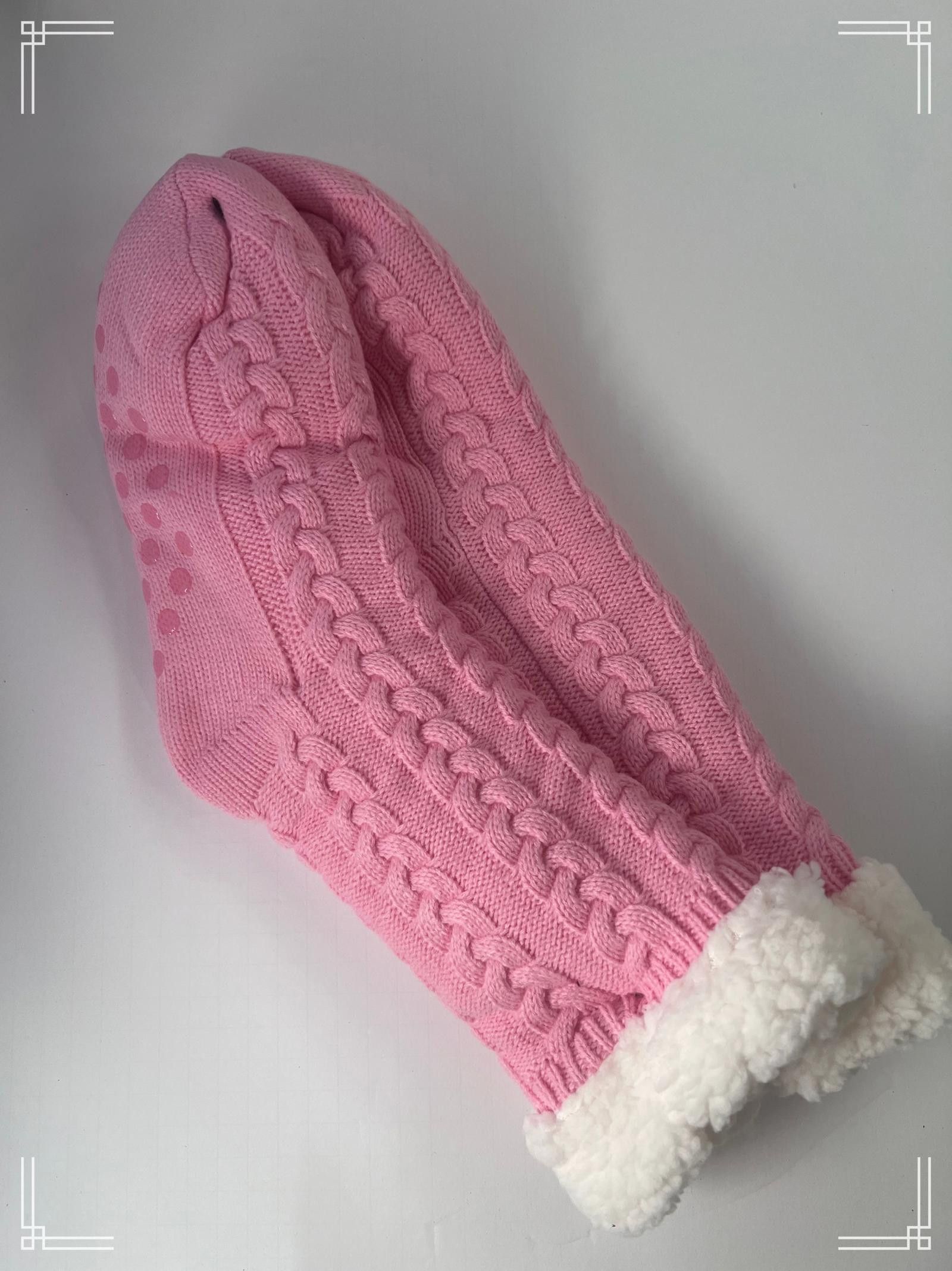 Designer Luther Pike Pink Cable Knit Sherpa Lined Socks Size ONE SIZE - 5 Thumbnail