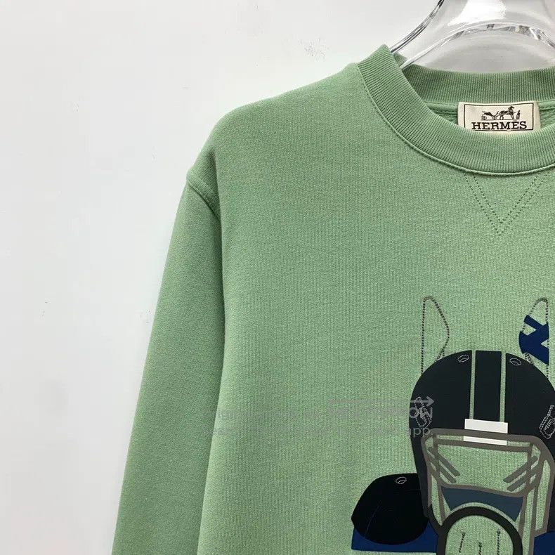 Hermes Hermes Green Animal Digital Printed Cotton Round Collar Lo Size US XS / EU 42 / 0 - 3 Thumbnail