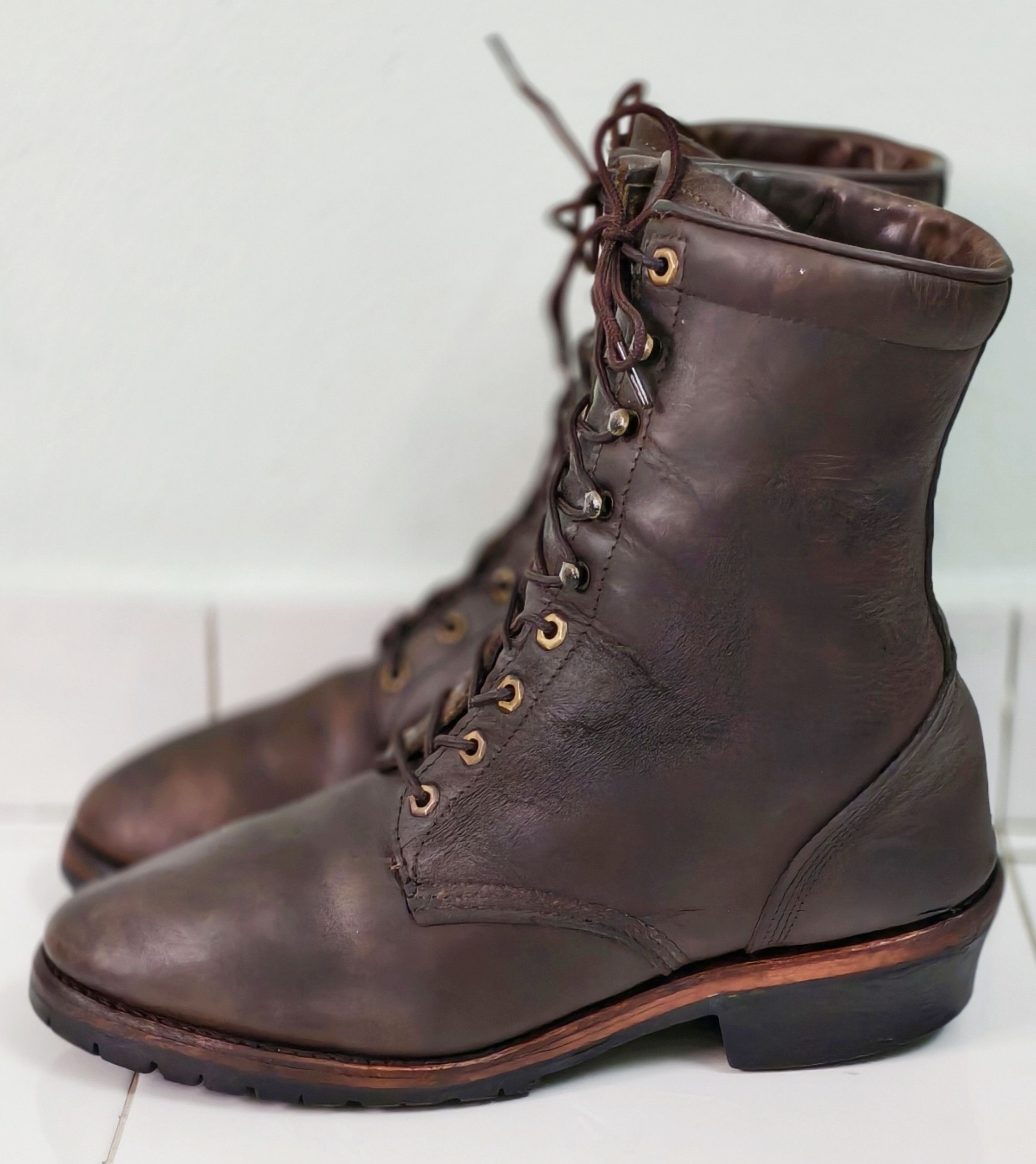 Chippewa CHIPPEWA 20090 Logger Boots Men's Brown Leather Vibram Sole Size US 12 / EU 45 - 4 Thumbnail