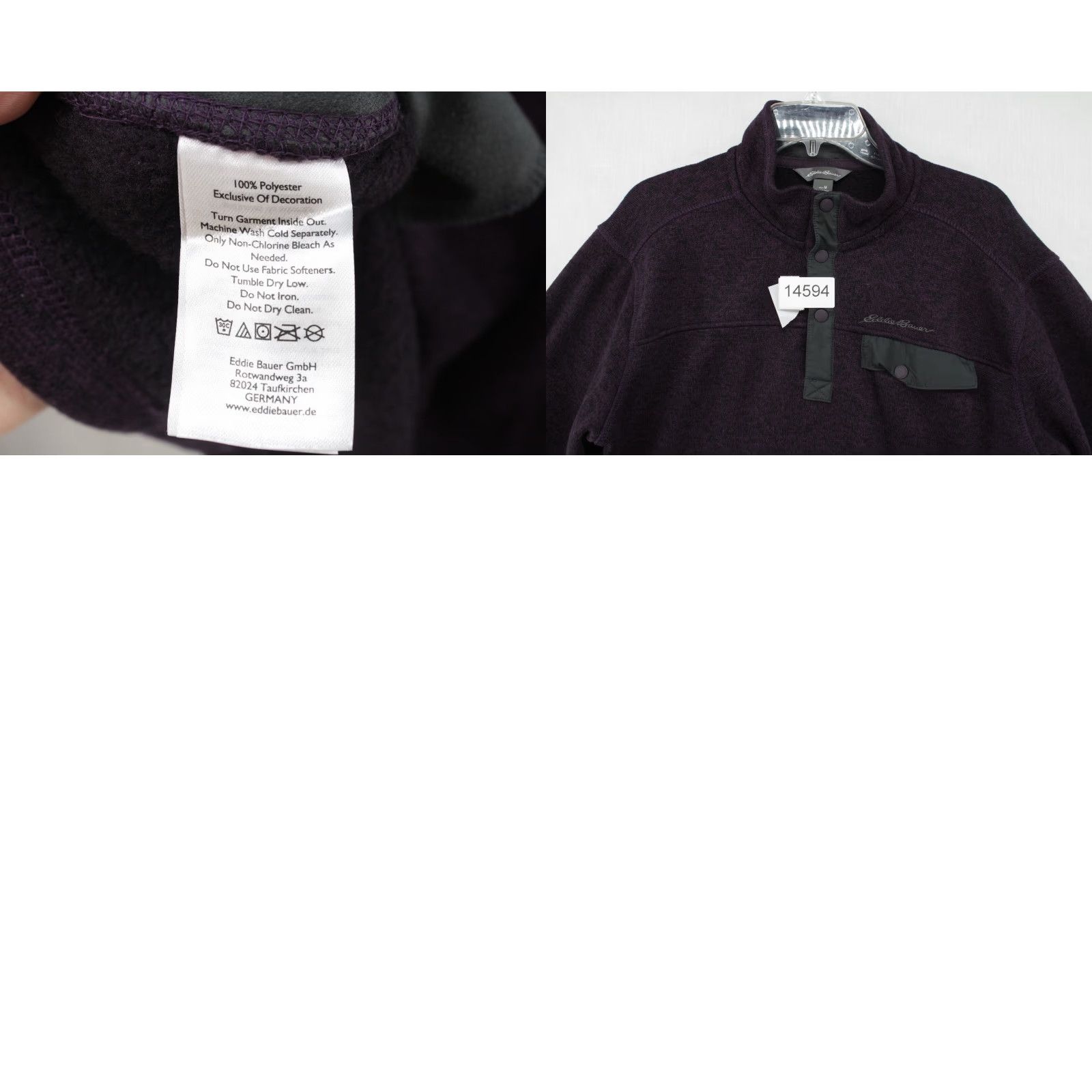 Eddie Bauer Eddie Bauer Sweater Men’s Medium Purple Fleece Quarter Snap Pullover Outdoors Shirt Size US M / EU 48-50 / 2 - 8 Thumbnail