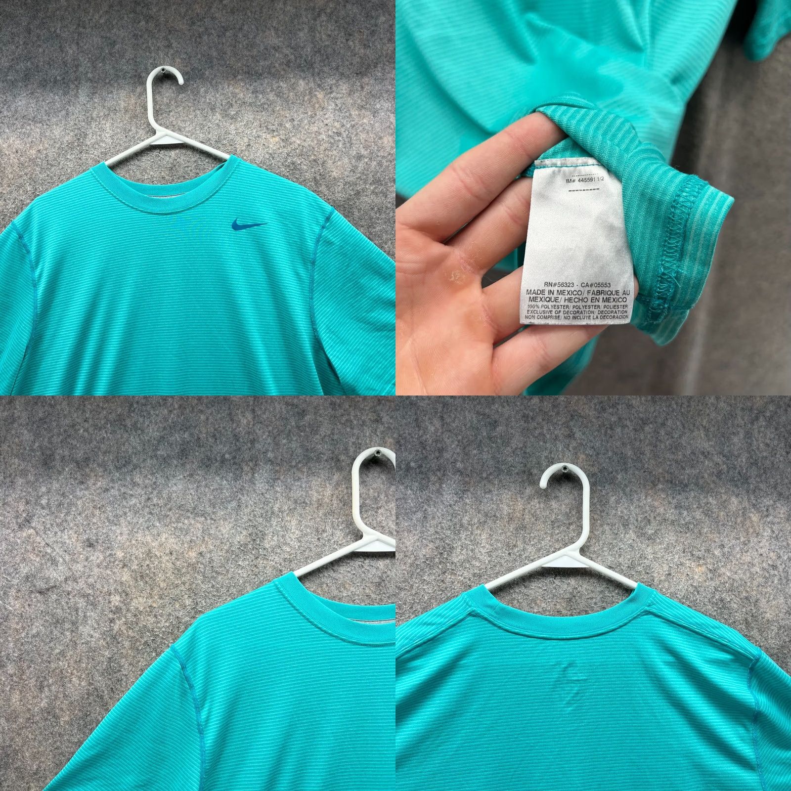 Nike Nike Shirt Men Large Aqua Blue Nike Dri-Fit T-Shirt Sportswear Polyester Short Sleeve Crew Neck Flat Logo Size US L / EU 52-54 / 3 - 8 Thumbnail