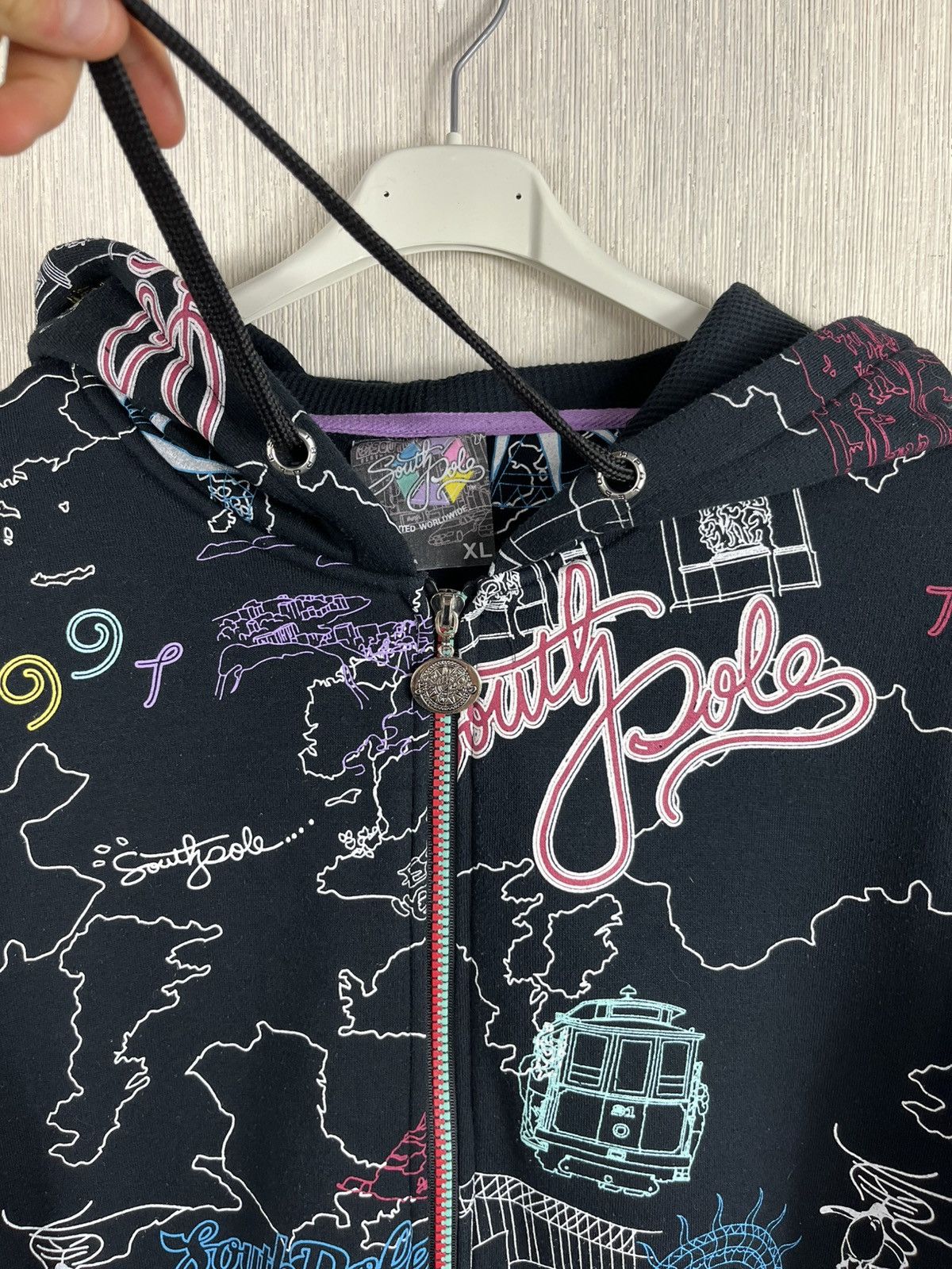 Southpole Vintage South Pole y2k all over print full zip hoodie baggy Size US XL / EU 56 / 4 - 9 Thumbnail
