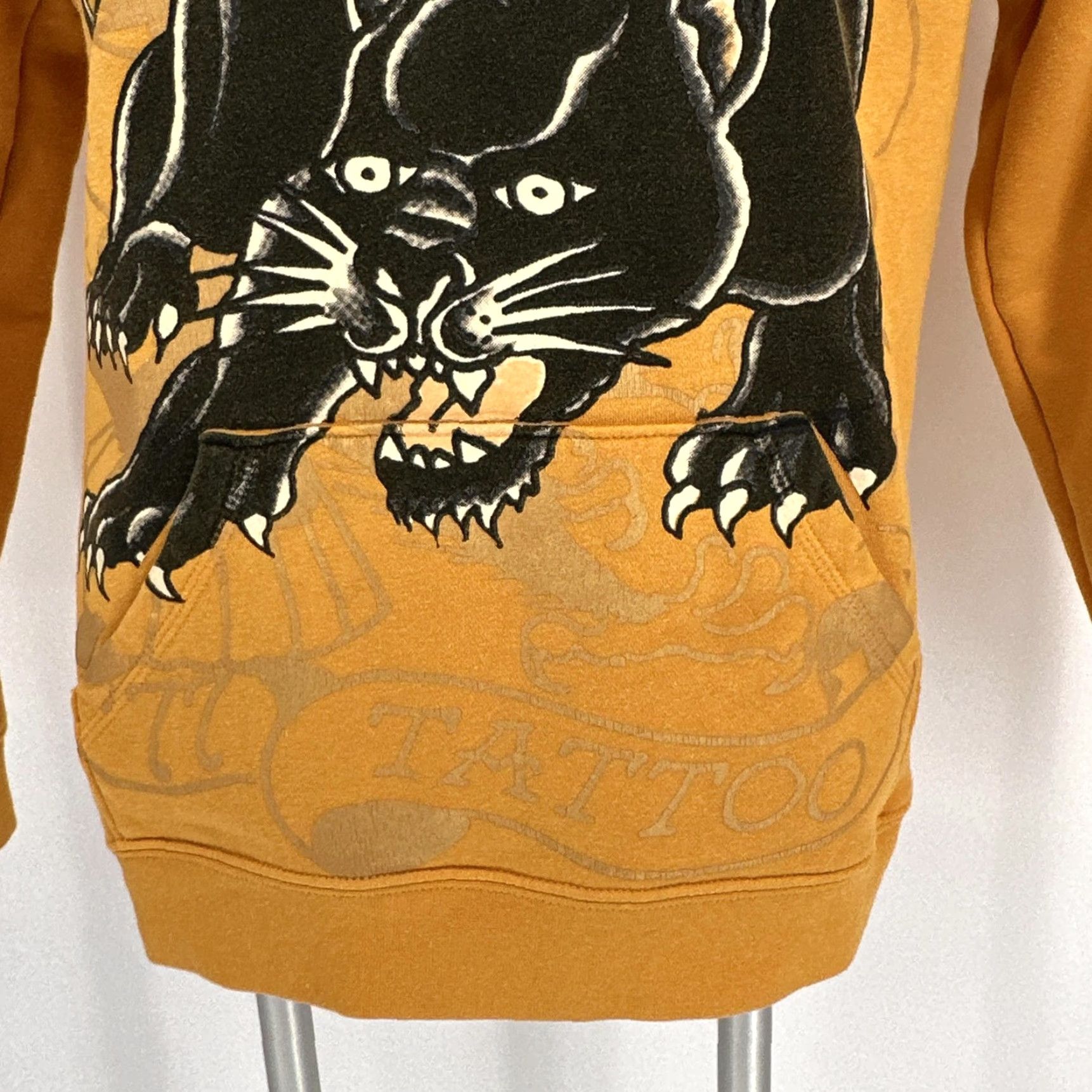 Ed Hardy Ed Hardy Hoodie Mens Medium Yellow Panther Tattoo Graphic DEH Fleece Pullover Size US M / EU 48-50 / 2 - 3 Thumbnail