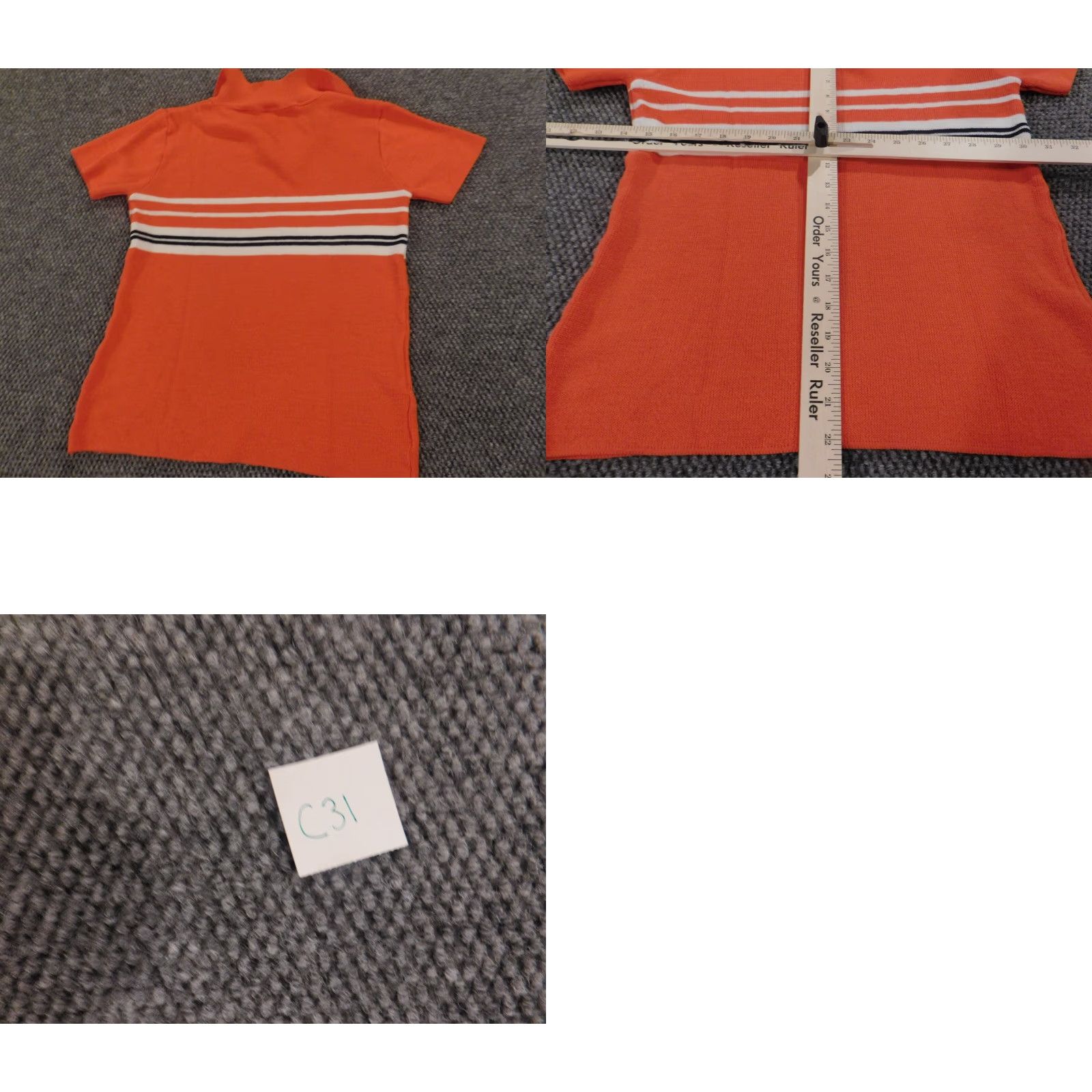 Vintage Bobbie Brooks Blouse Women S Orange Striped Crew Neck Pullover Short Sleeve Cap Sleeve Acrylic Rayon Regular Stretch Casual Vintage: No Size S / US 4 / IT 40 - 8 Thumbnail