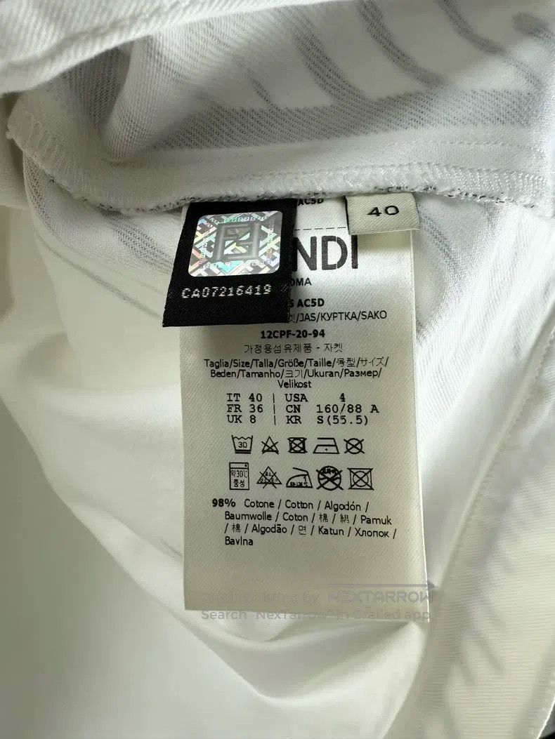 Fendi Fendi White California Sky Hand-Painted Denim Jacket Size XS / US 0-2 / IT 36-38 - 4 Thumbnail