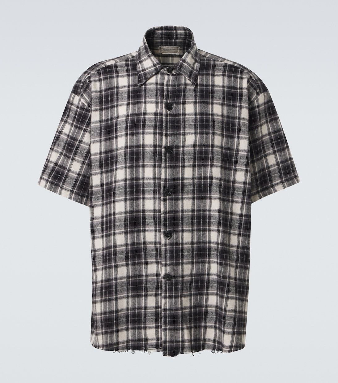 $750 Greg Lauren Short Sleeve Plaid Shirt