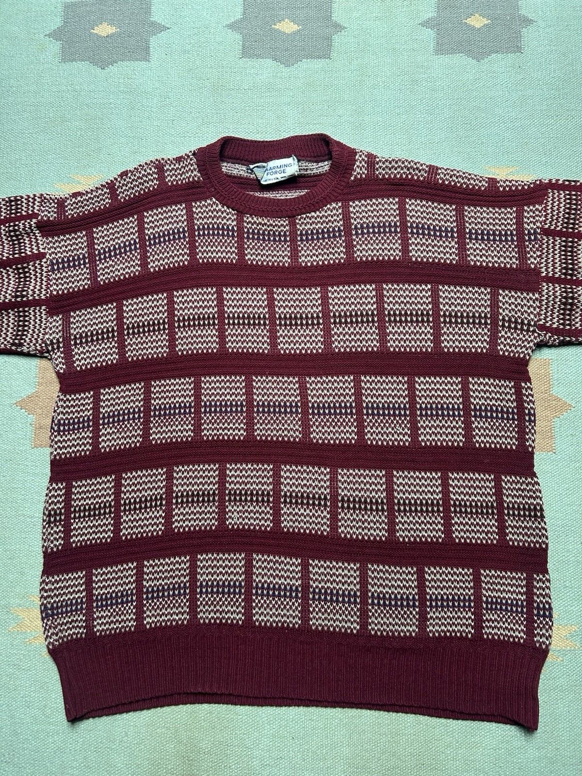 Vintage Vintage acrylic knit sweater Birds Eye windowpane soft XXL Size US XXL / EU 58 / 5 - 2 Thumbnail