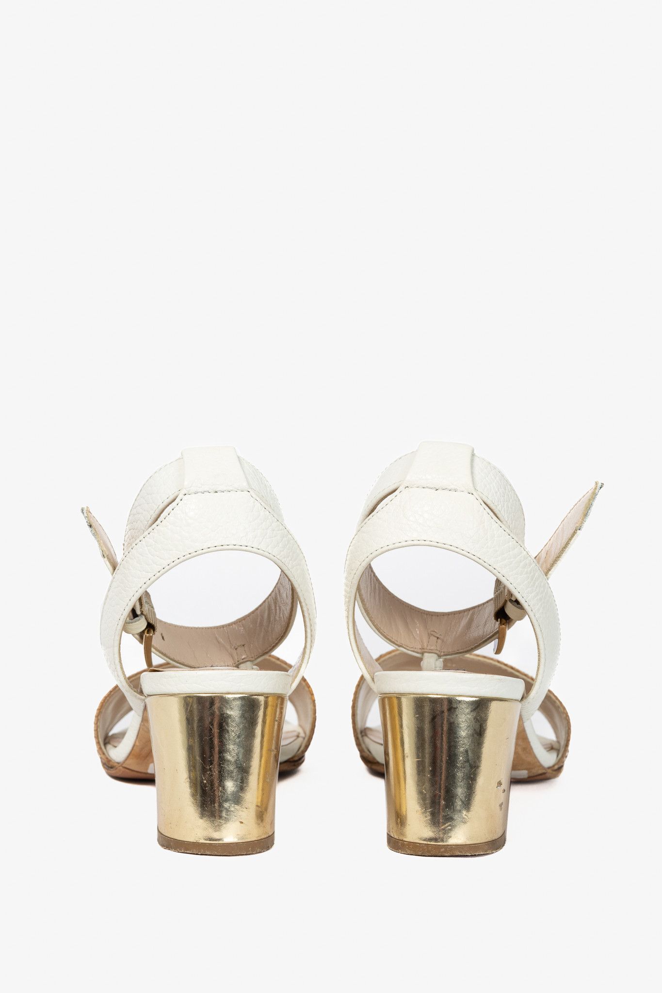 Escada Escada SS14 Snakeskin-Embossed T-Strap Mirror-Heel Sandals Size US 7.5 / IT 37.5 - 3 Thumbnail