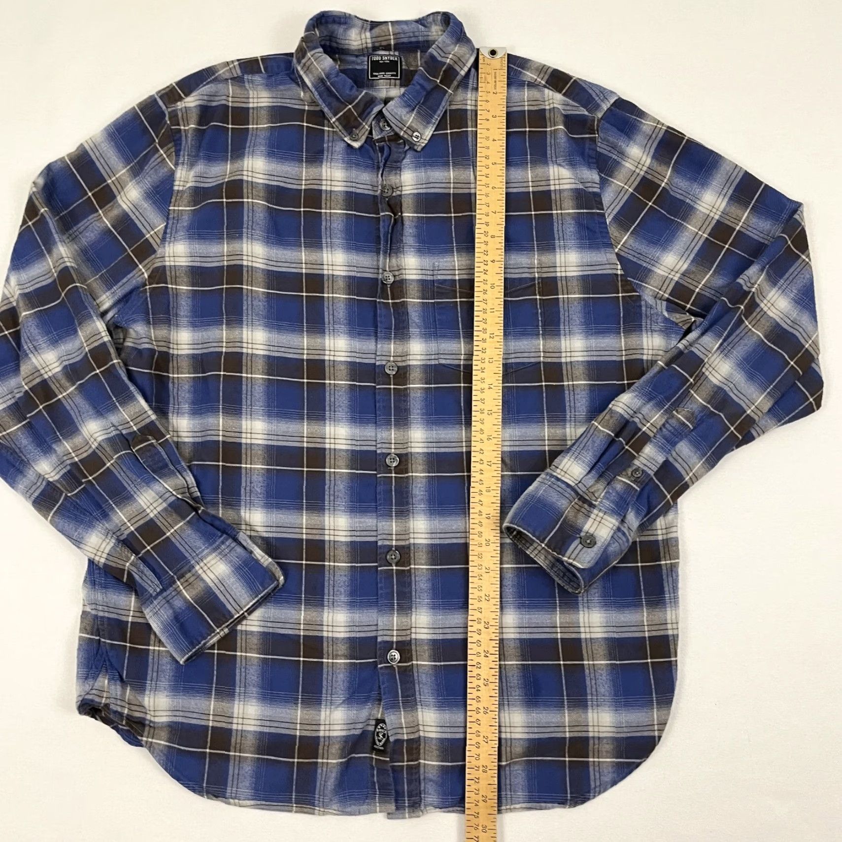 Todd Snyder Todd Snyder Shirt Men XL Blue Brown Plaid Flannel Button Down Casual Camp Preppy Men Size US XL / EU 56 / 4 - 4 Thumbnail