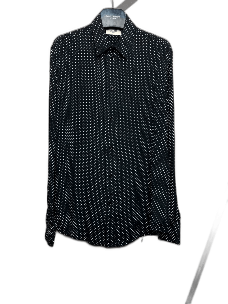 Celine Celine Black Polka Dot Silk Shirt Size US M / EU 48-50 / 2 - 1 Thumbnail