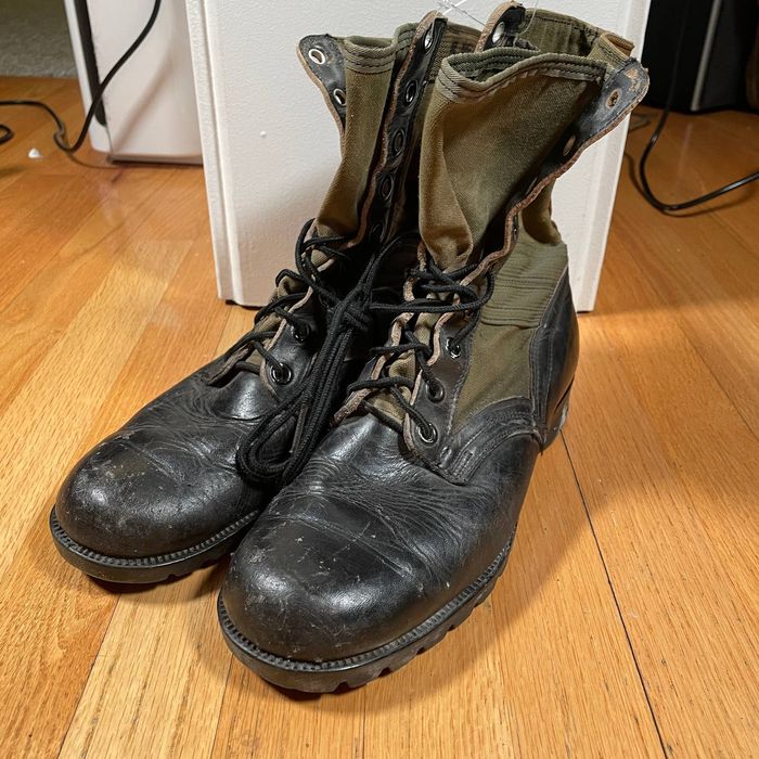 Military Vintage 60s Vietnam US Military Canvas Leather Combat Boots ...