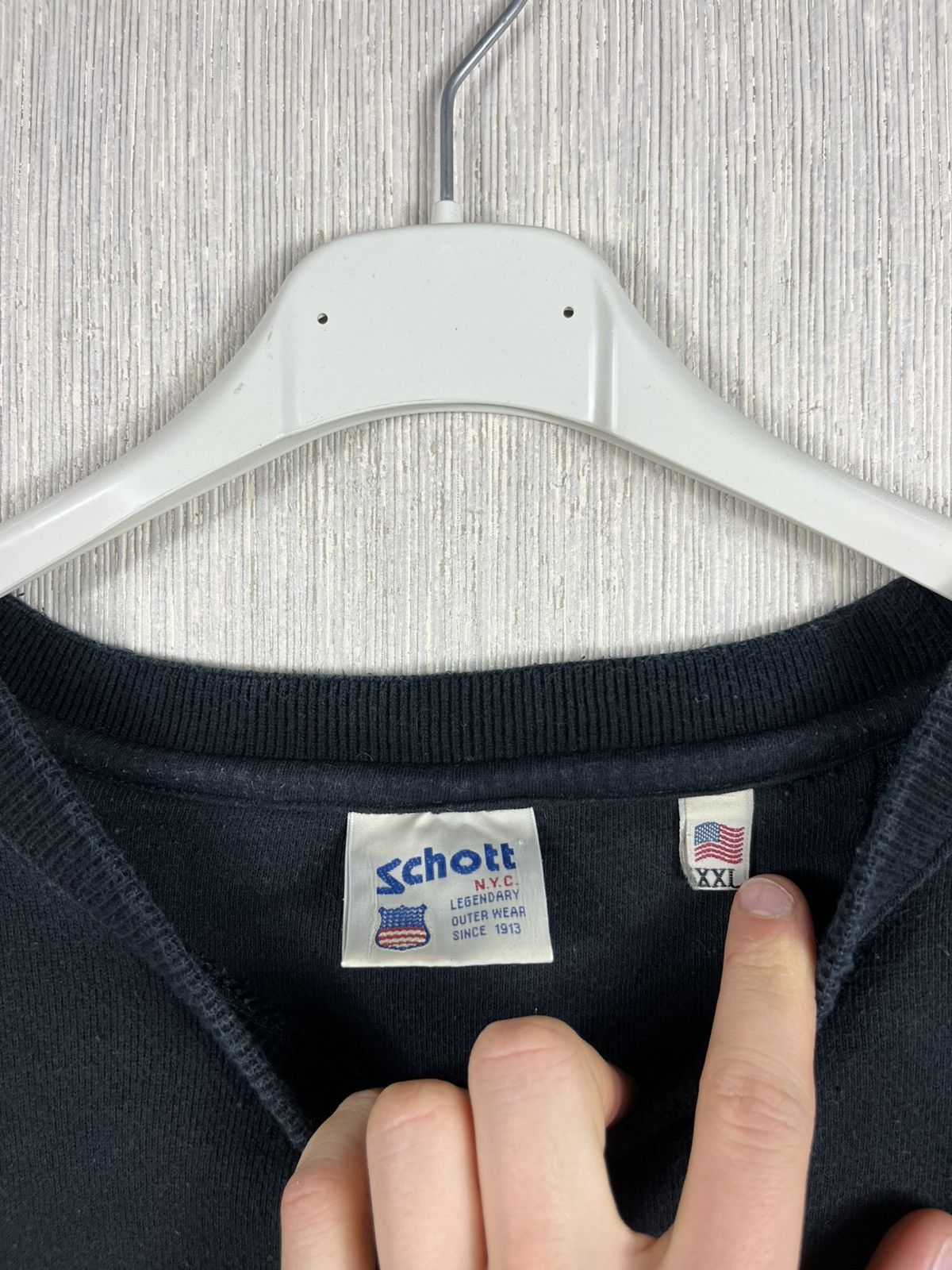 Schott × Vintage Vintage Schott born in New York sweatshirt spellout crewneck Size US XL / EU 56 / 4 - 10 Thumbnail