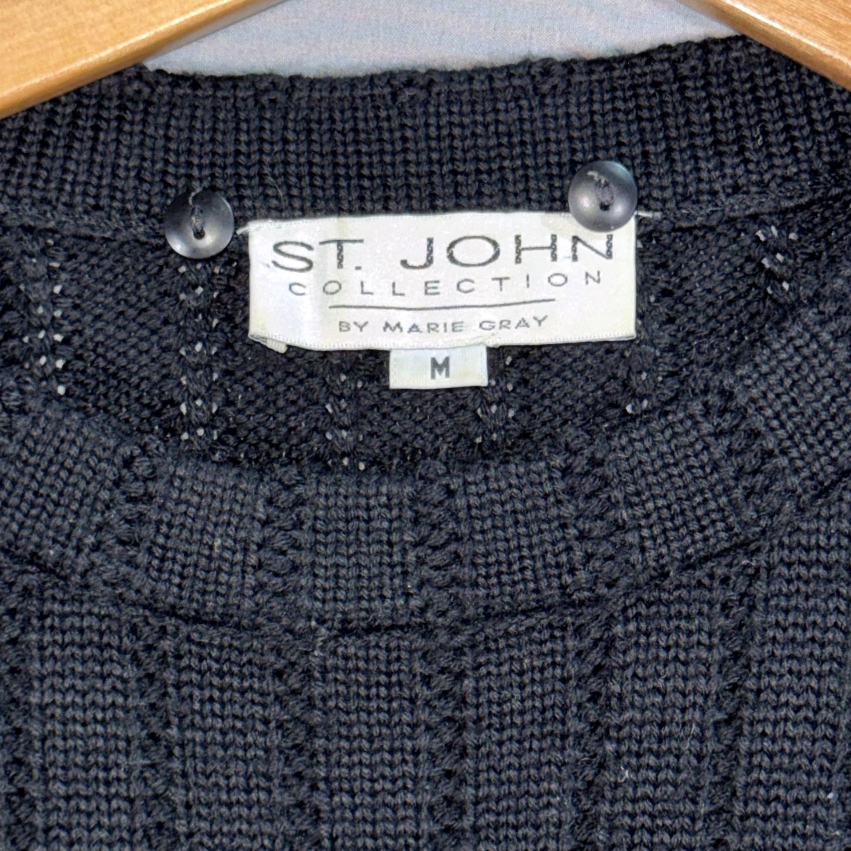 St. John St. John Collection Sweater Womens Medium Black Rib Knit Crewneck Pullover Size M / US 6-8 / IT 42-44 - 3 Thumbnail
