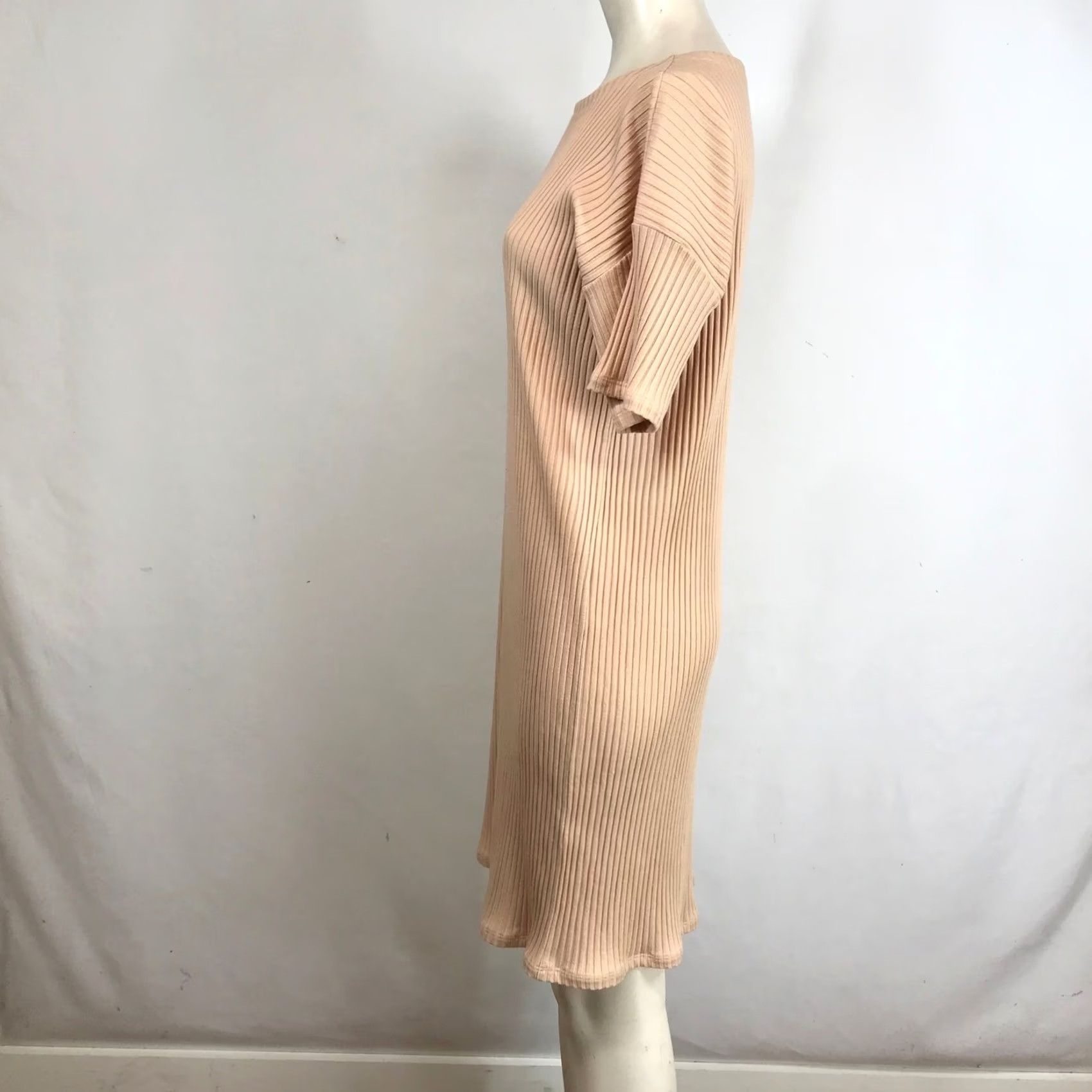 Eileen Fisher EILEEN FISHER Midi Dress Peach Size S Ribbed Knit Tencel Lyocell Spandex Women Size S / US 4 / IT 40 - 6 Thumbnail