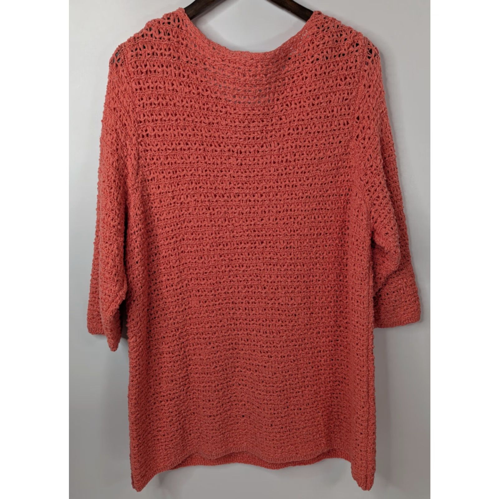 J. Jill J Jill Chunky-Knit Sweater 3/4 Sleeve Tunic XL Pink Coral Boho Bohemian Casual Shirt Womens Size XL / US 12-14 / IT 48-50 - 4 Thumbnail