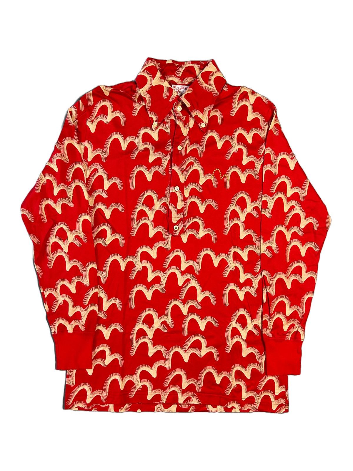 Evisu vintage multi logo long sleeve polo seagull red