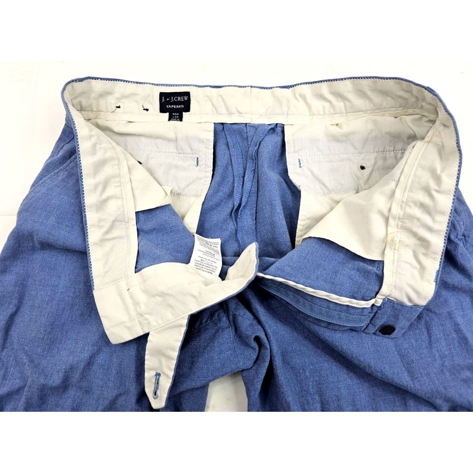 J.Crew J.CREW Lightweight Tapered Leg Cotton Chino Pants – Men 34x34 Blue Slim Fit Tapered Slant Pocket Front Flat Front Button Zip Size US 34 / EU 50 - 6 Thumbnail