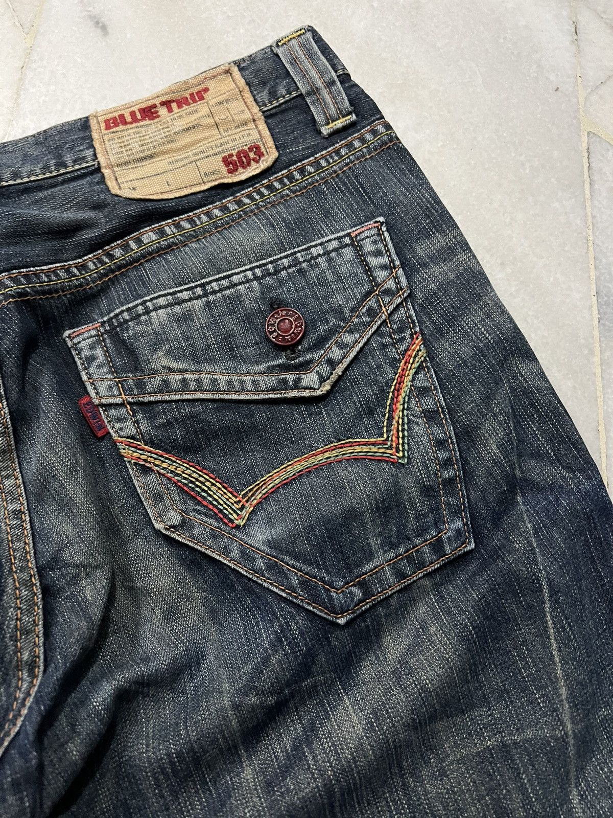 Edwin × If Six Was Nine × Le Grande Bleu (L.G.B.) 💥FLARE💥VINTAGE EDWIN 503 BLUE TRIP FLARE JEANS RARE Size US 32 / EU 48 - 14 Thumbnail