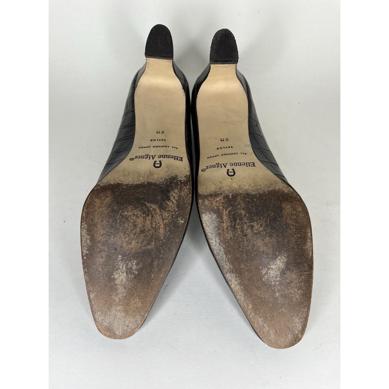Aigner Etienne Aigner Brown Leather Croc Embossed Heels Women Size Size US 9 / IT 39 - 8 Thumbnail