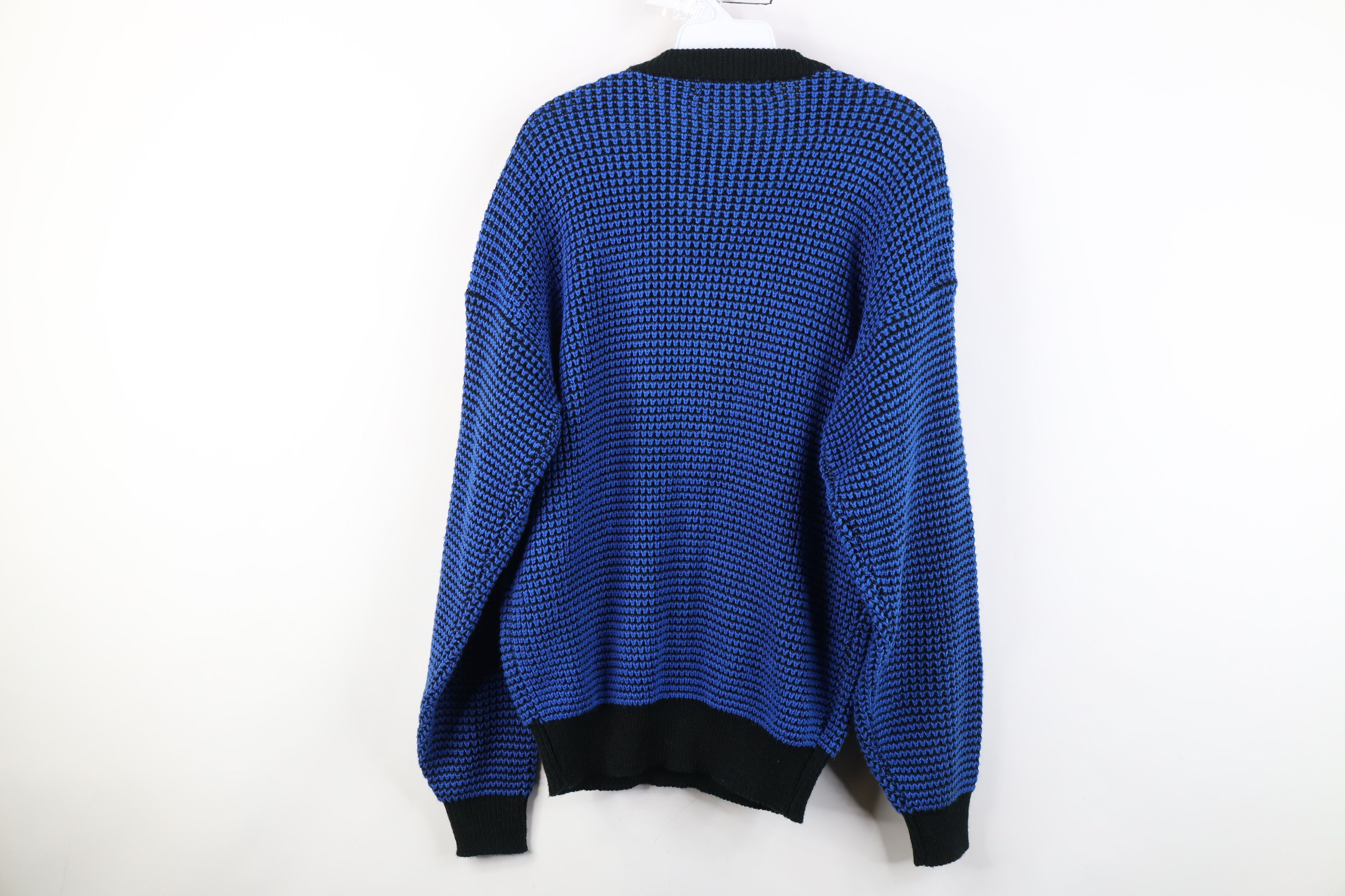 Vintage Vintage 90s Streetwear Trim Chunky Thermal Knit Sweater Blue Size US M / EU 48-50 / 2 - 9 Thumbnail